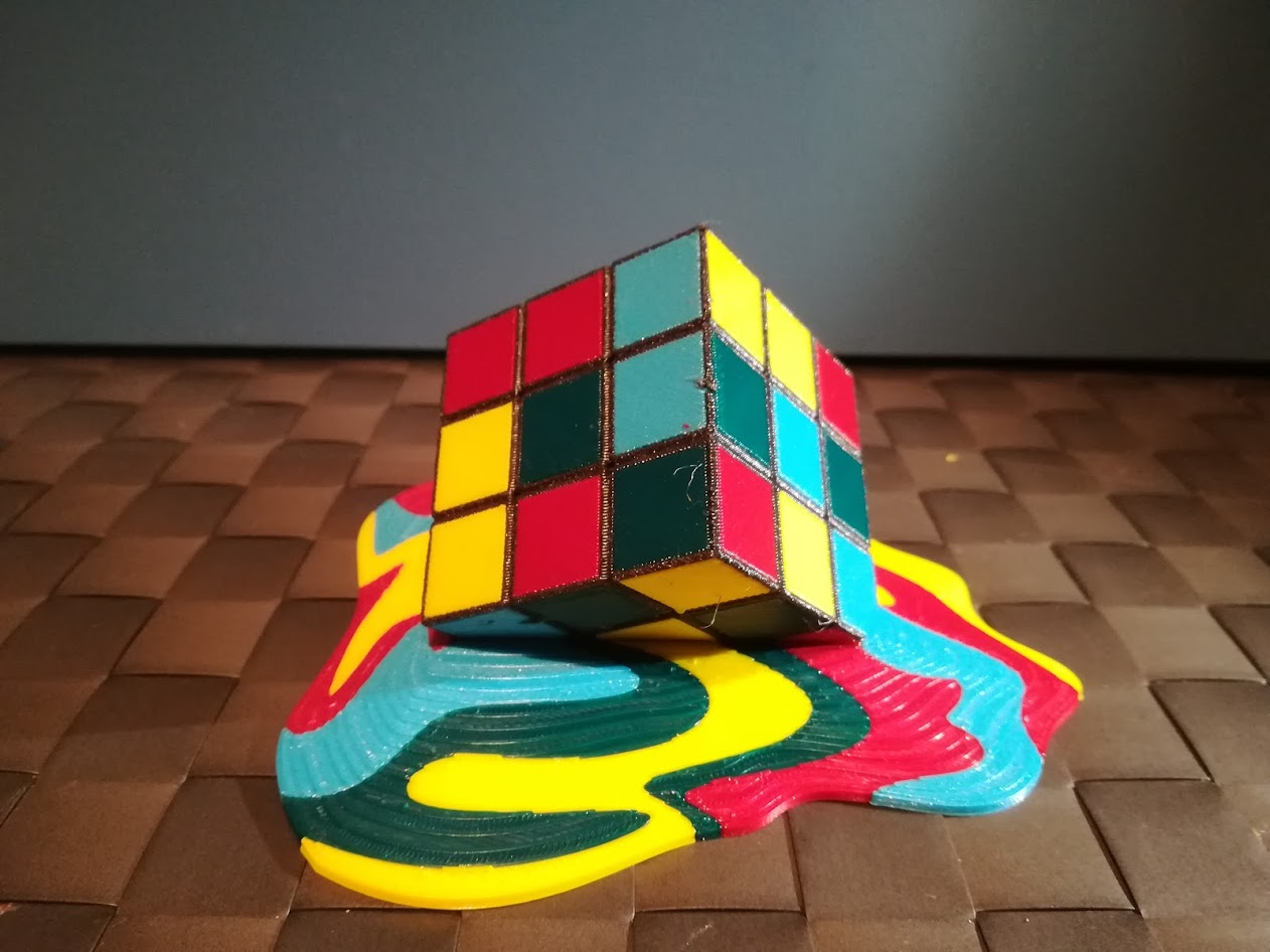 Melting Rubik's Cube (multi material)
