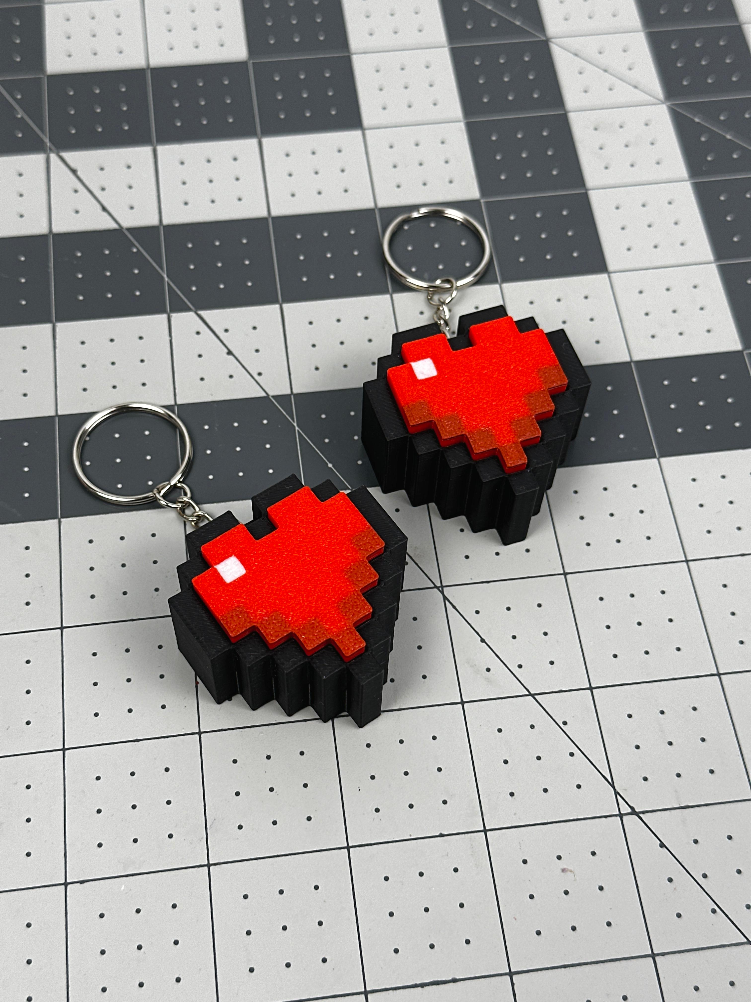 Minecraft Heart Key Clicker Keychain