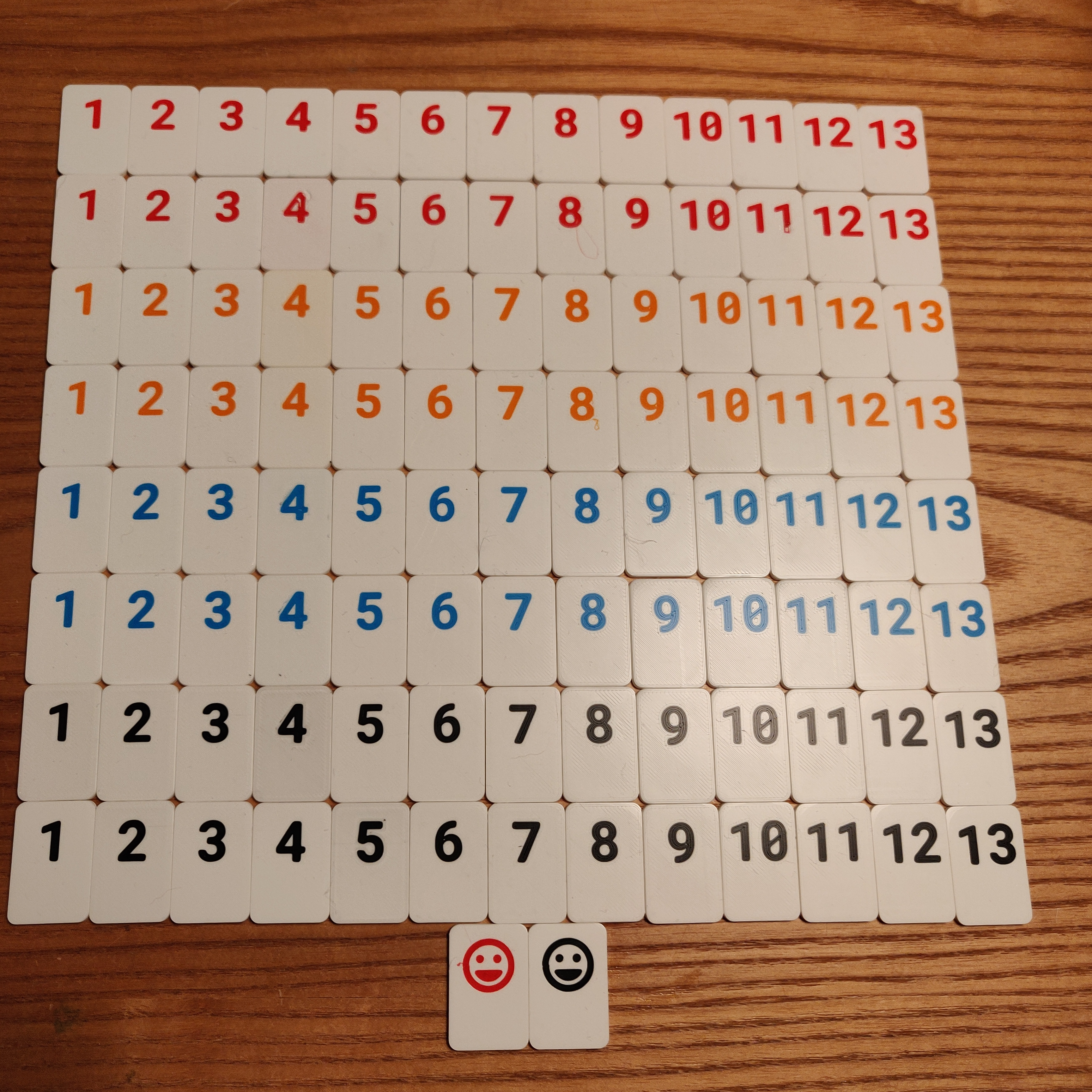 Multicolor Rummikub tiles