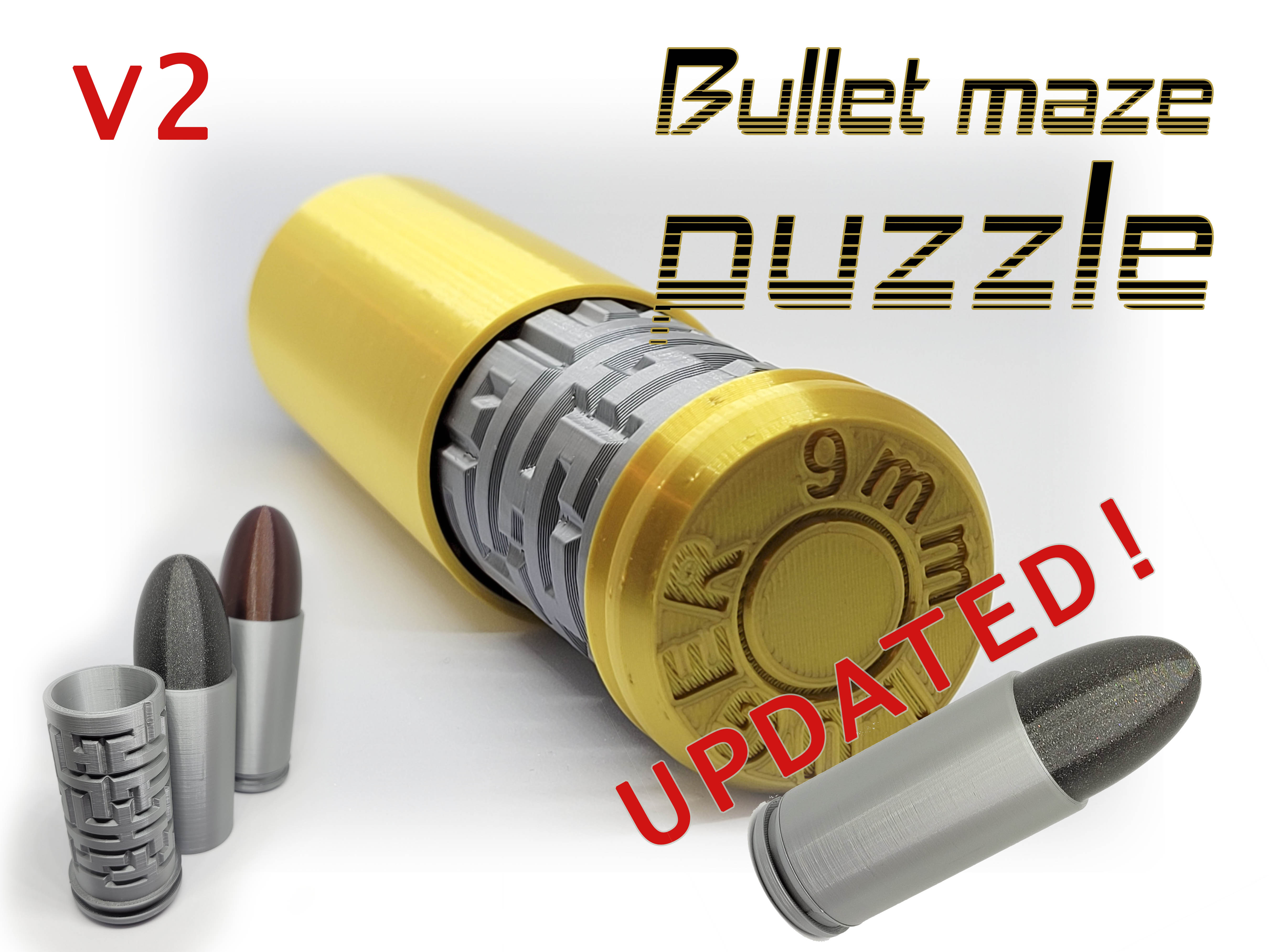Bullet puzzle maze UPDATED / hlavolam ve tvaru nΓ‘boje 9mm LUGER