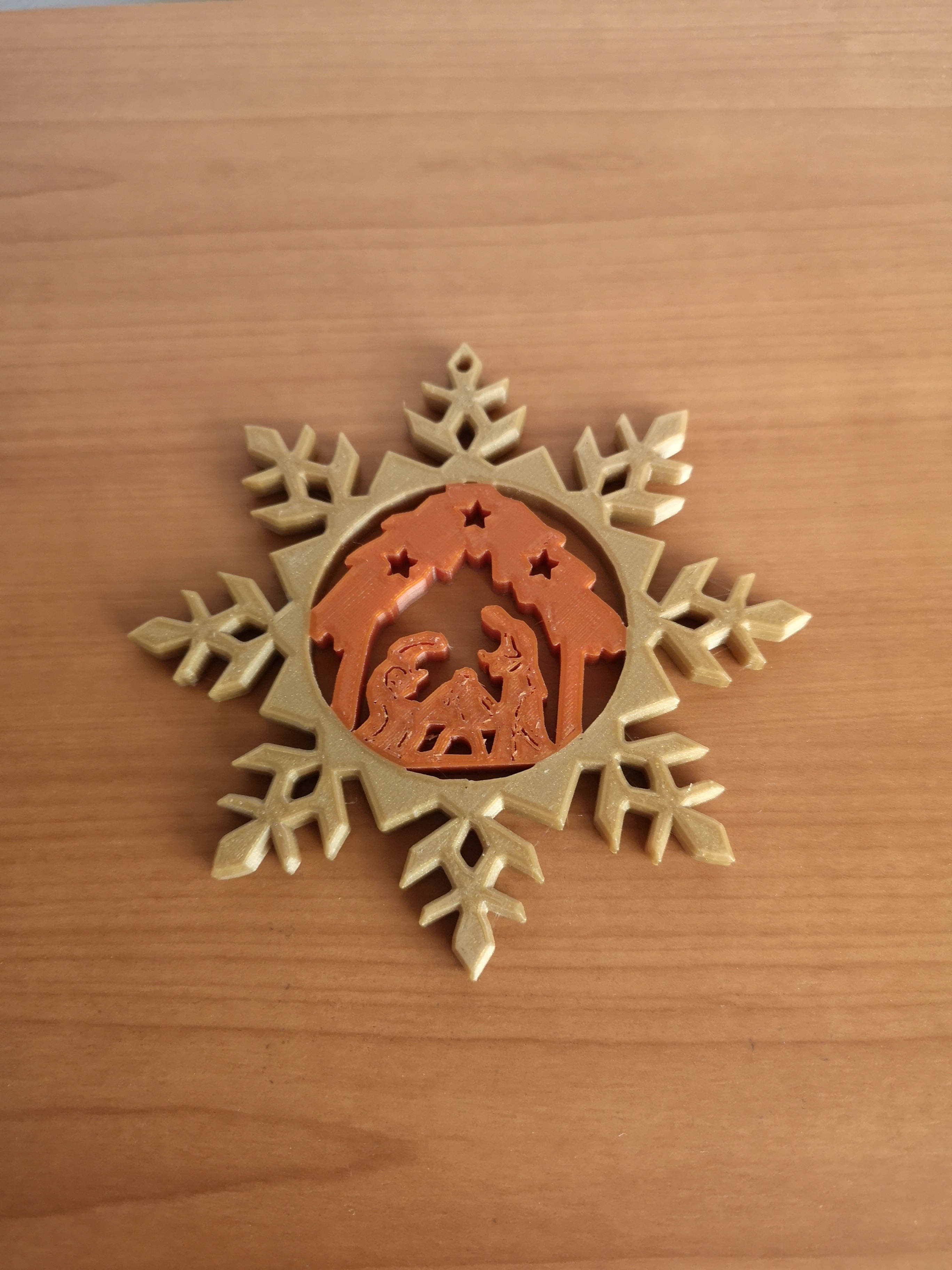 Snowflake with nativity ornament