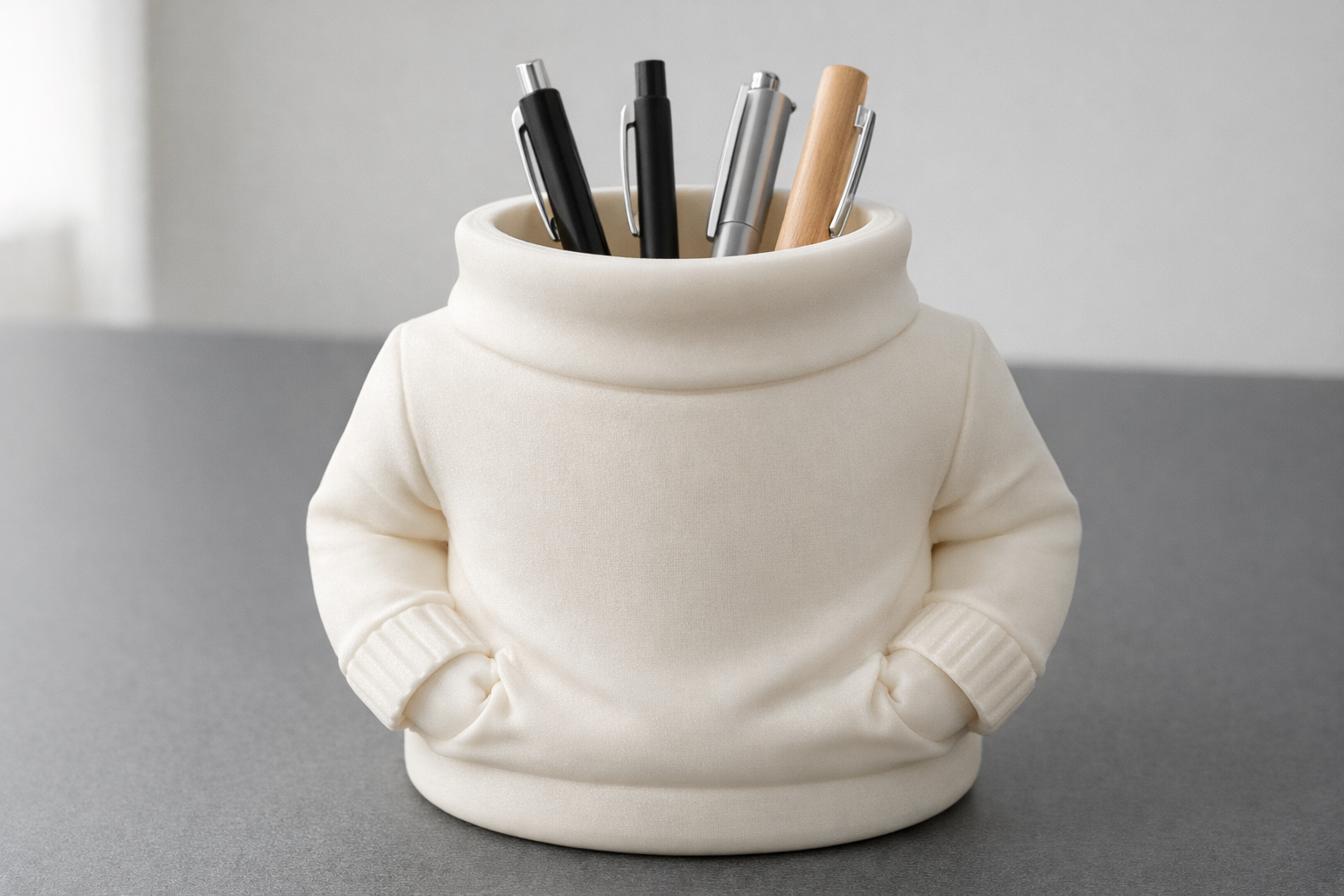 Sweater Man Pen Holder β Cute Minimal Desk Organizer | 3D Printable Office Decor
