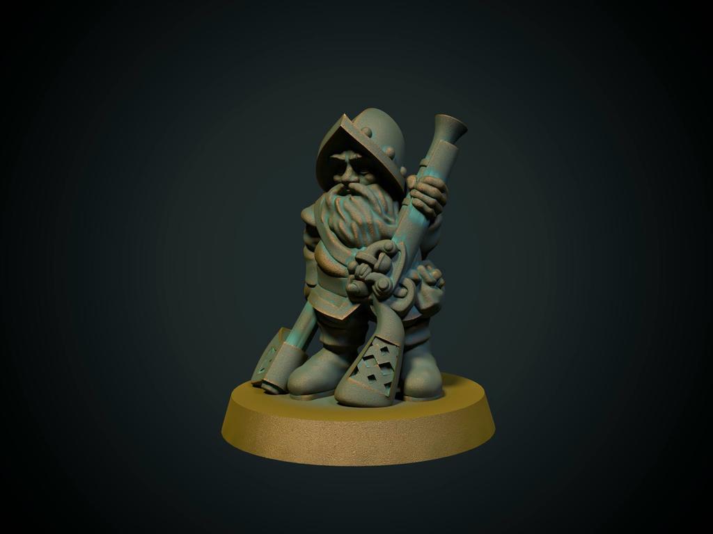 Dwarf rifleman 28mm (supportless, FDM friendly)
