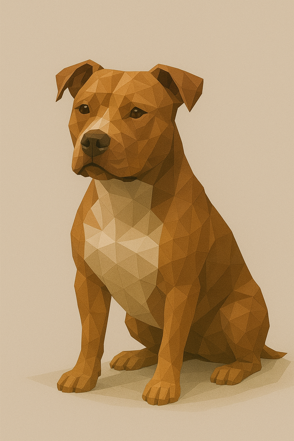 American Staffordshire Terrier Amstaff Pitbull Low Poly