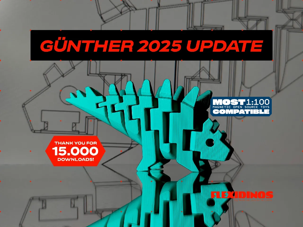 FlexiDinos FΓΌnther the flexi Stegosaurus print in place articulated dinosaur (GΓΌnther 2025 update)