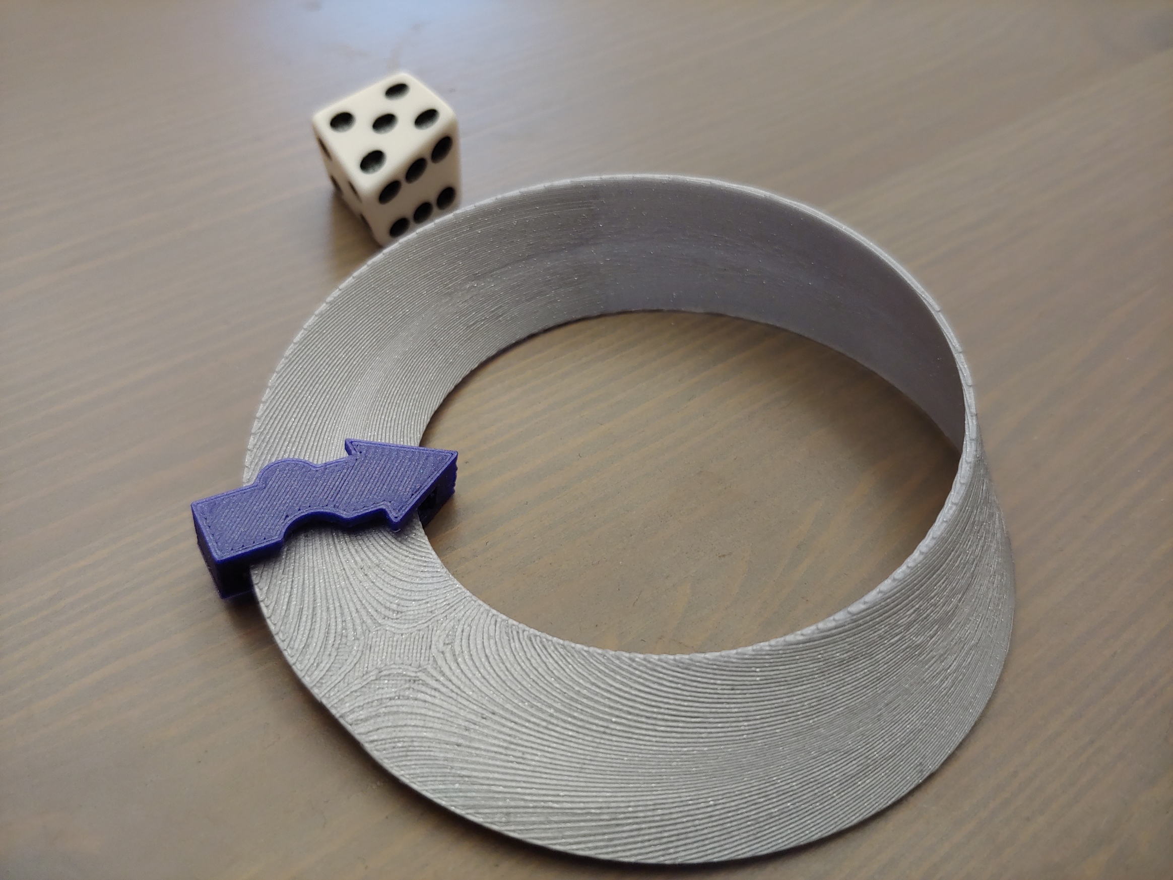 Mobius strip with arrow, math demonstration of nonorientability
