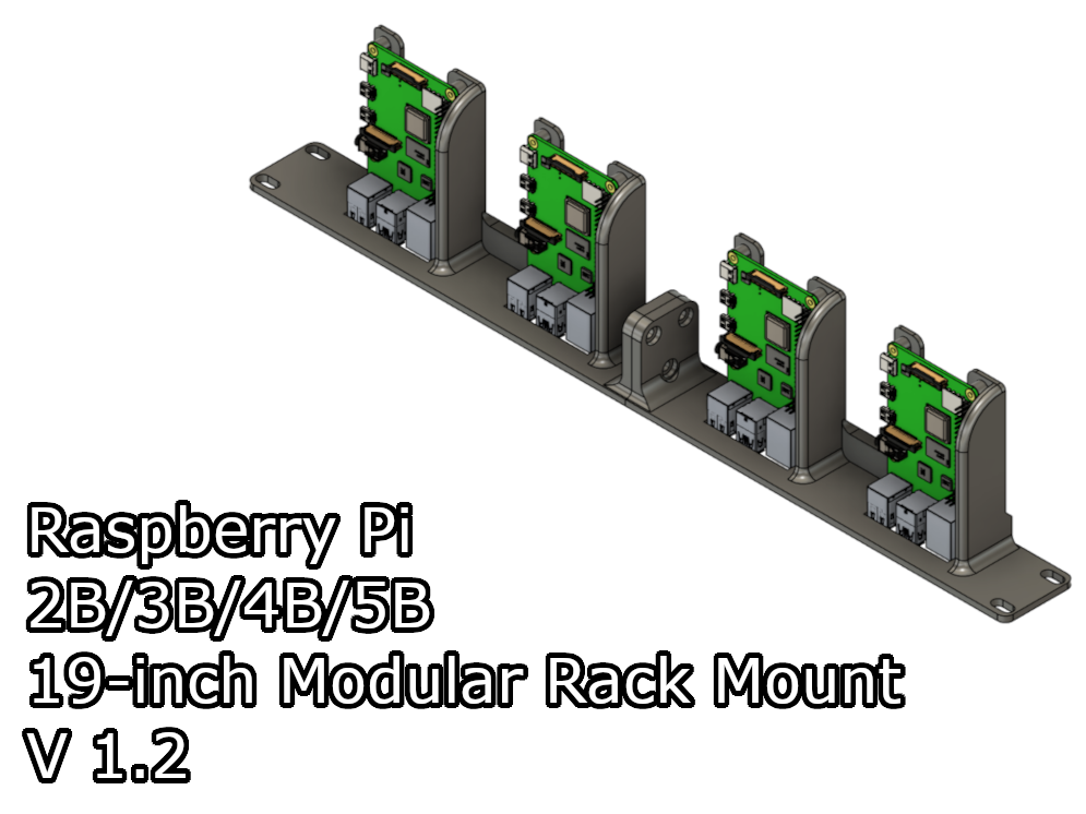 Raspberry Pi 2B/3B/4B/5B 19-inch Modular Rack Mount
