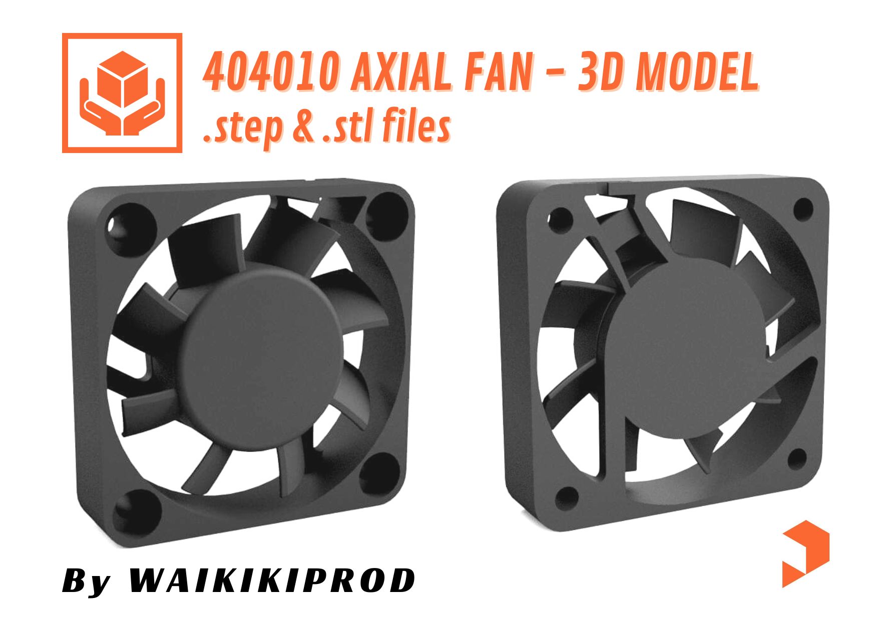 4010 Axial Fan 3D Model .step & .stl