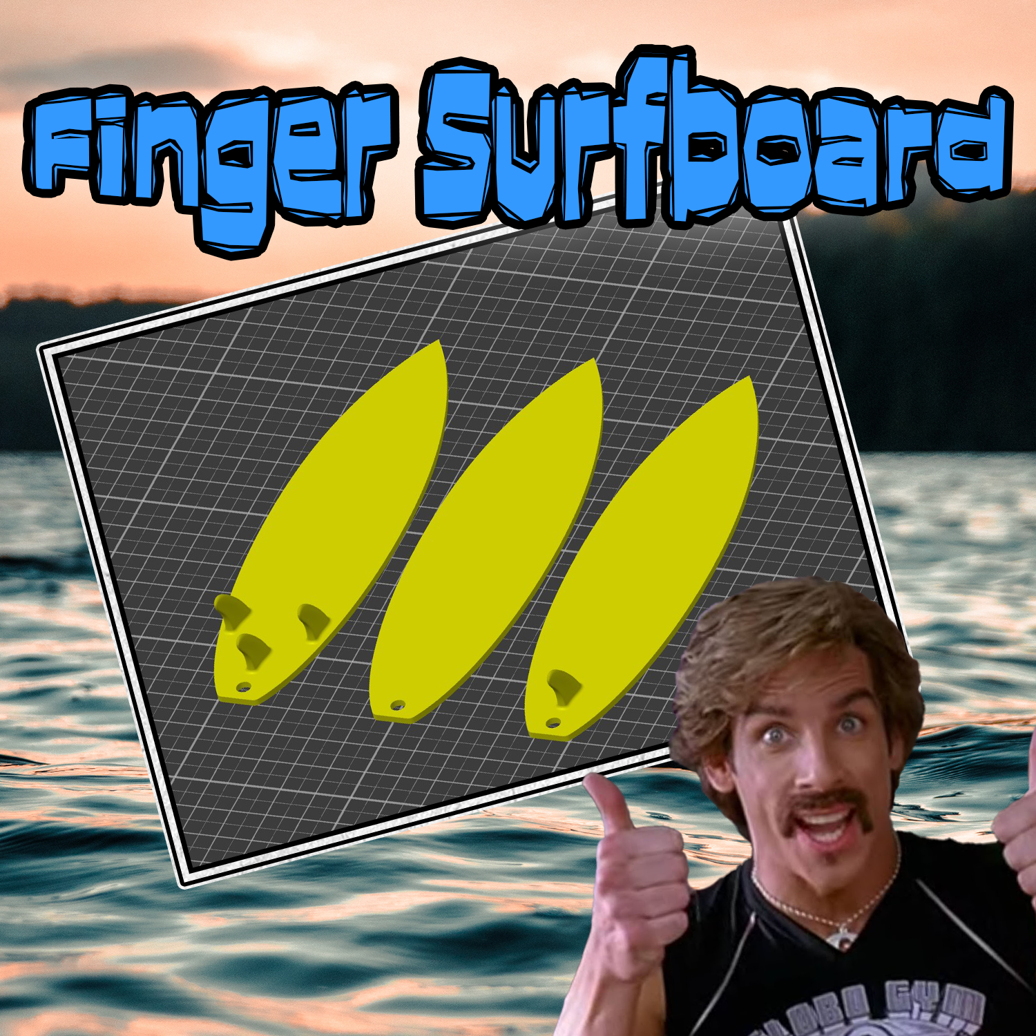 π Finger Surfboard πββοΈ Single Fin, Thruster and No Fin