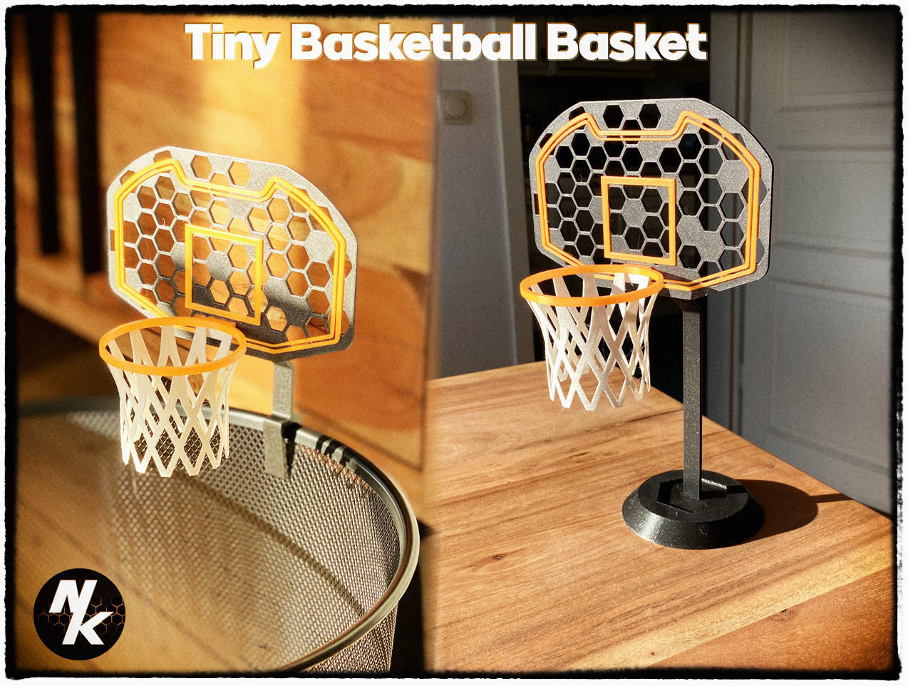 Tiny Basketball basket with table stand and bin mount
