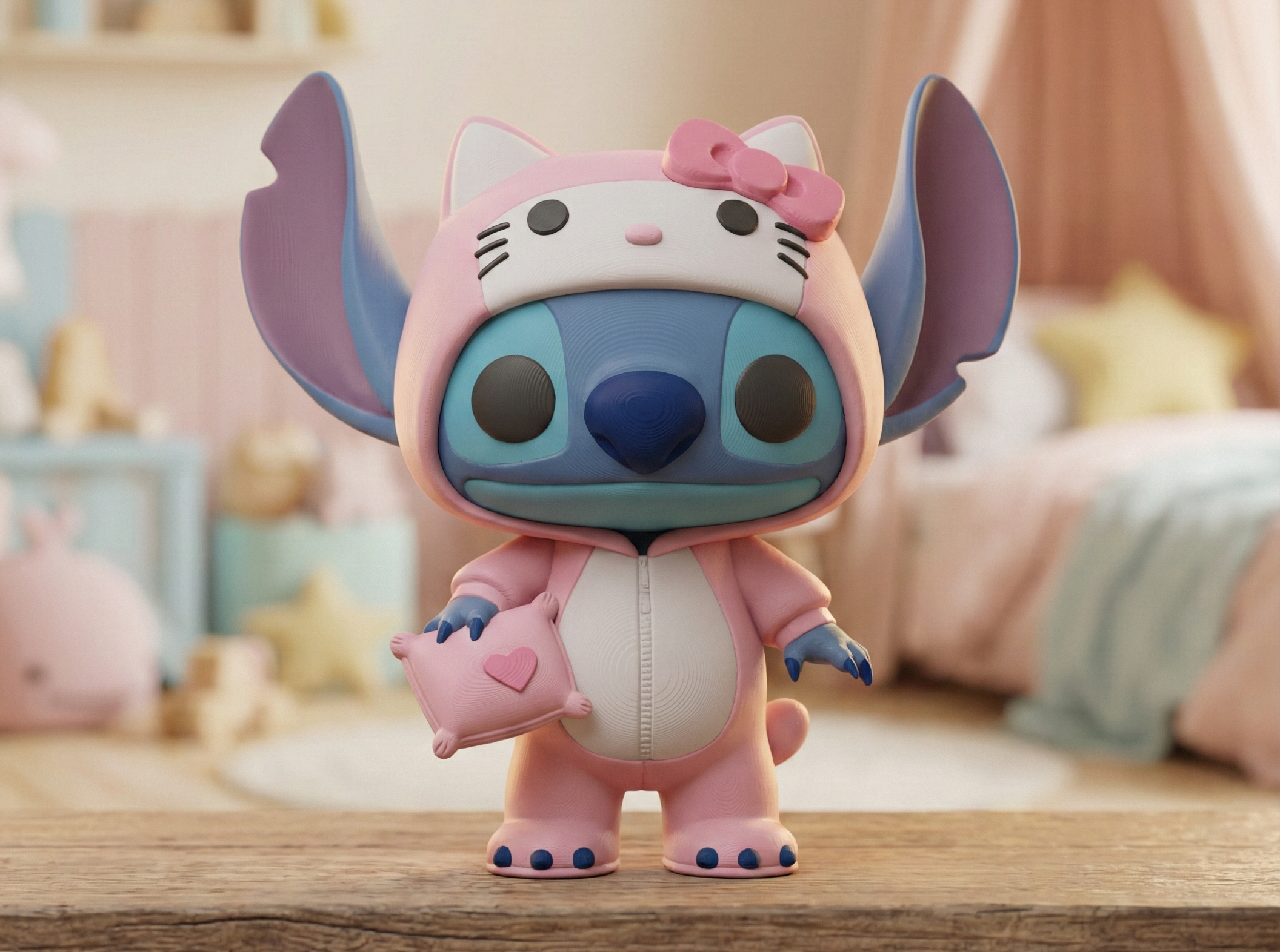 Stitch im Hello-Kitty-KostΓΌm