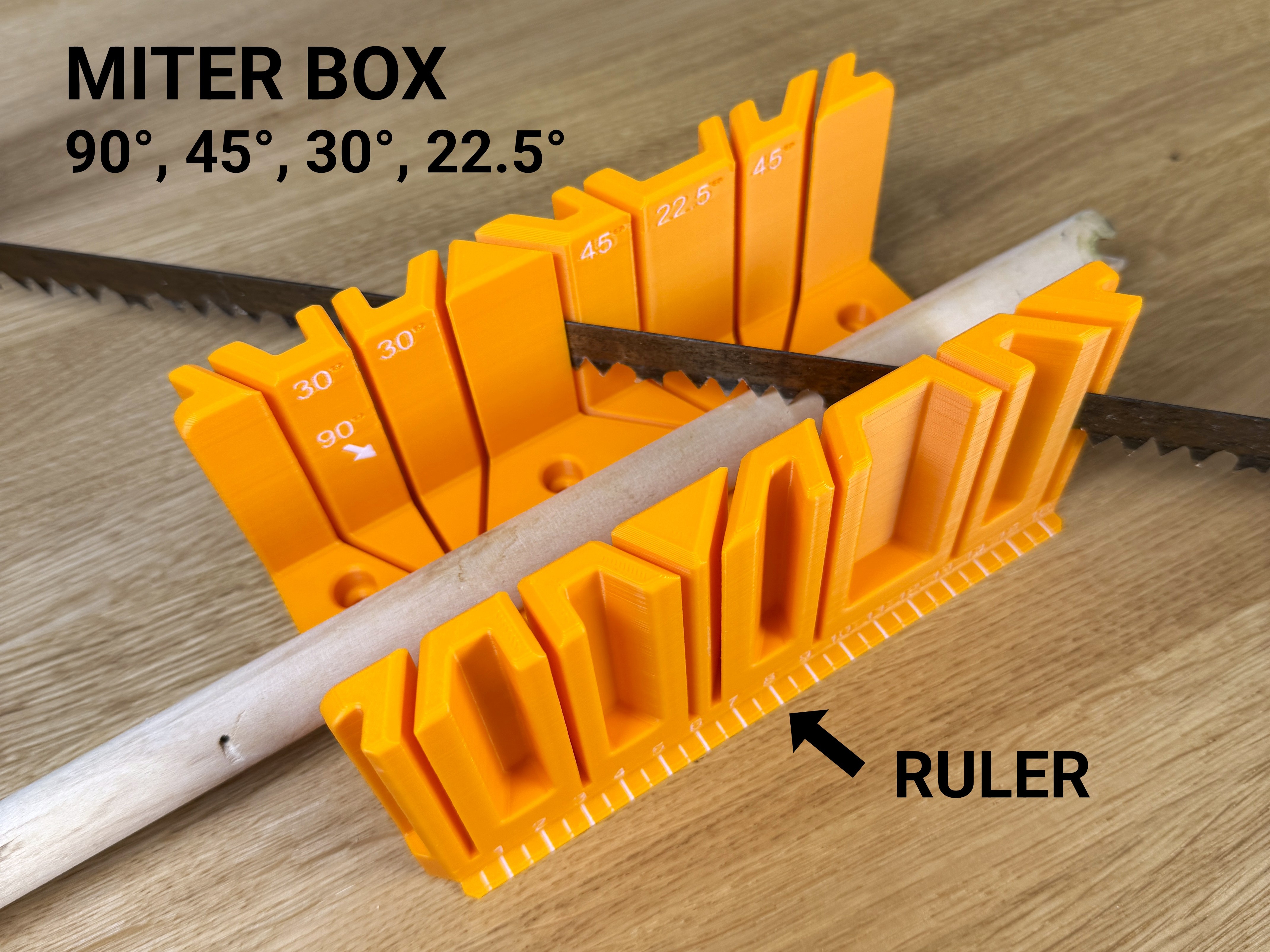 Miter Box - 90Β°, 45Β°, 30Β°, 22.5Β° with Ruler