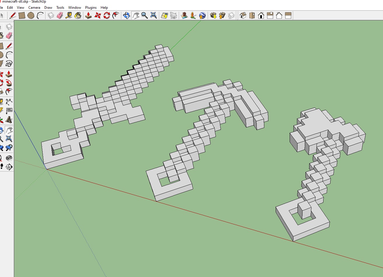 Keychain Minecraft Sword Axe ... - SketchUp 8 + stl + gcode (Ender 3 v2 Prusa Slicer)