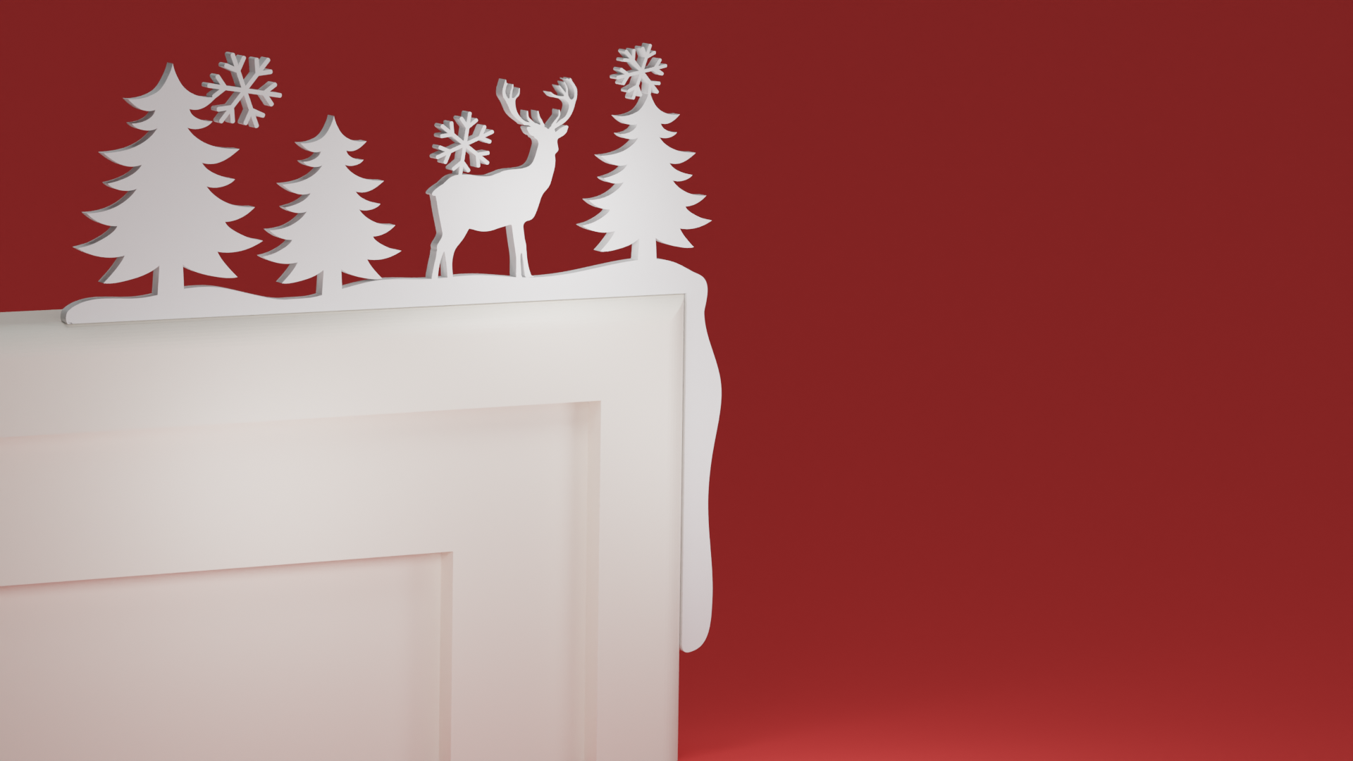 Christmas Door Trim Corner 17 - Deer and Christmas Trees (Christmas ornament)