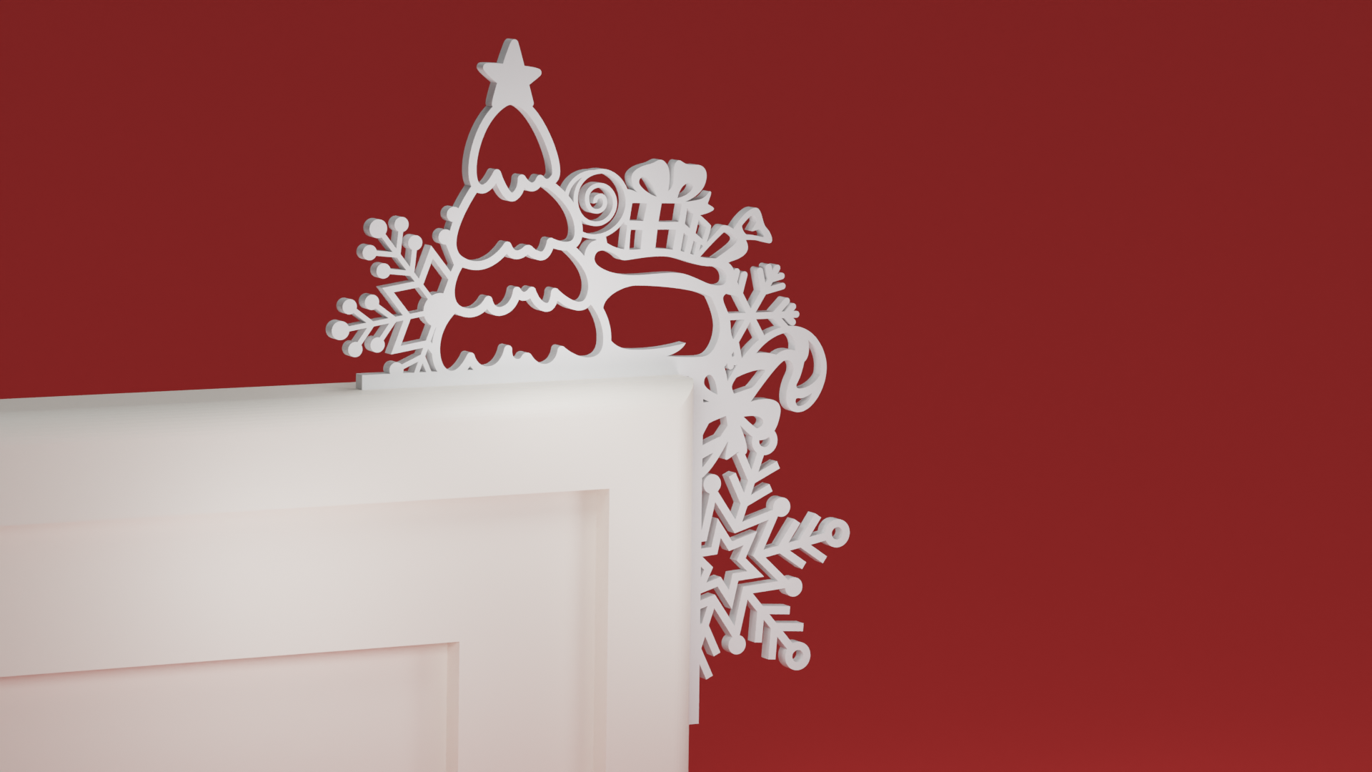 Christmas Door Trim Corner 20 - Christmas Tree and Gifts (Christmas ornament)