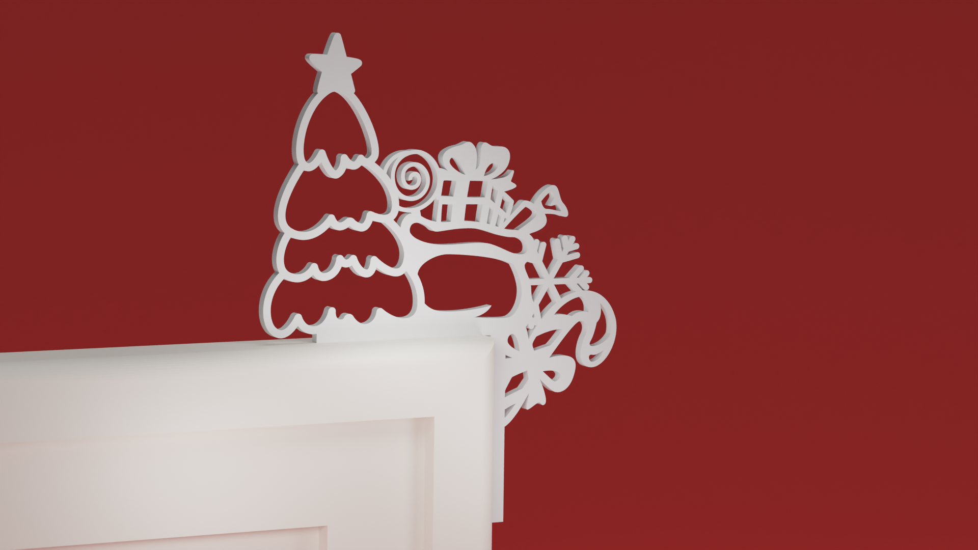 Christmas Door Trim Corner 28 - Christmas Tree and Gifts (Christmas ornament)
