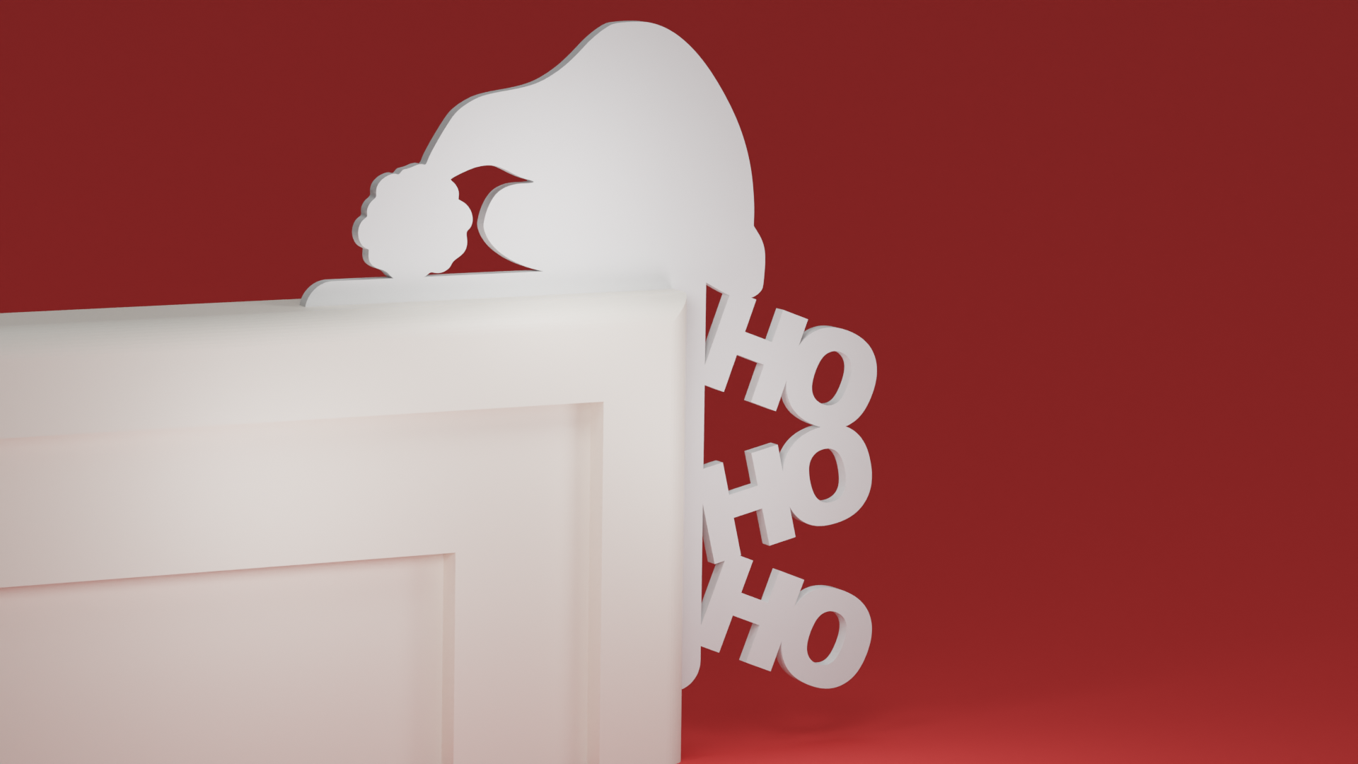 Christmas Door Trim Corner 50 - Santa Hat and Ho Ho Ho (Christmas ornament)