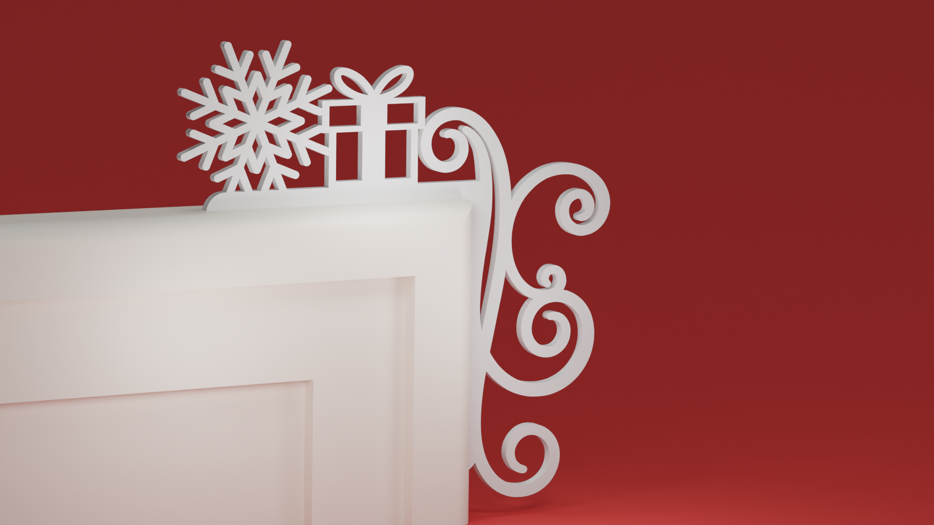 Christmas Door Trim Corner 55 - Snowflake and Gifts (Christmas ornament)