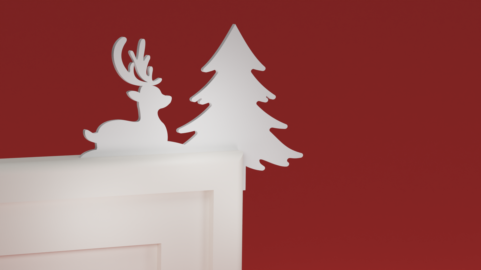 Christmas Door Trim Corner 56 - Christmas Tree and Reindeer (Christmas ornament)