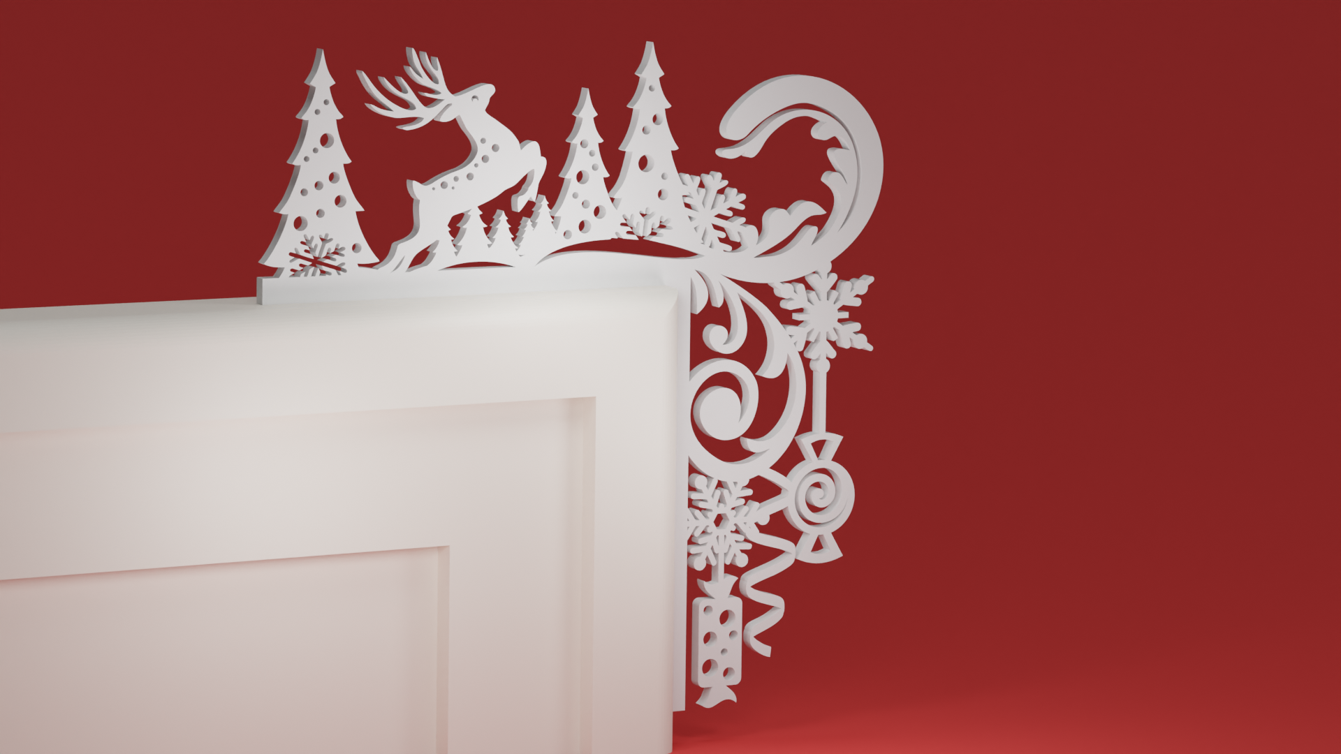 Christmas Door Trim Corner 62 - Reindeer (Christmas ornament)