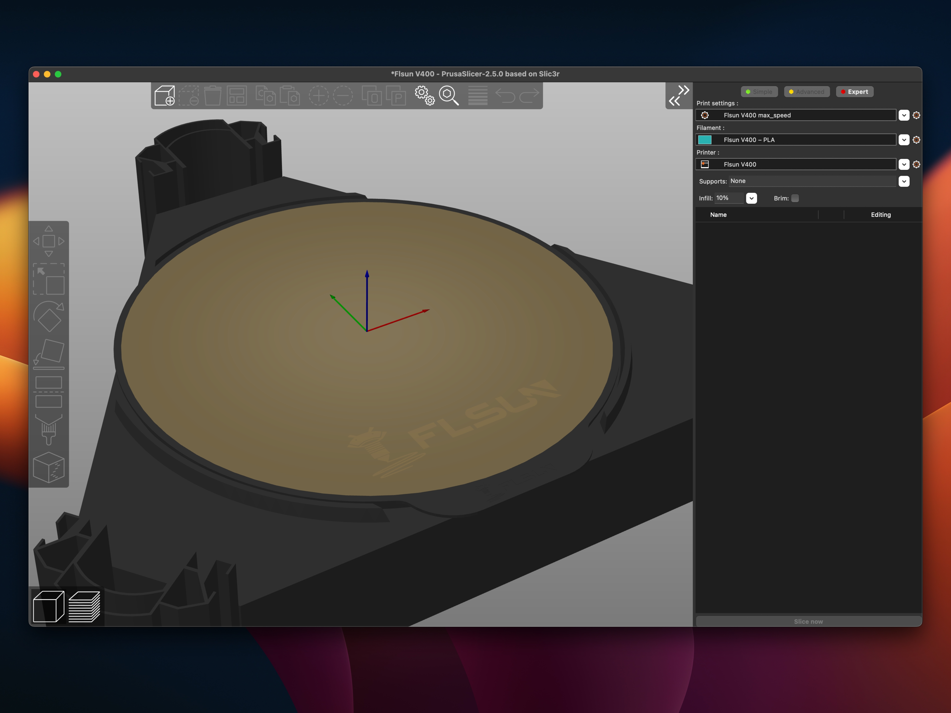 FLSUN V400 golden PEI buildplate texture for PrusaSlicer