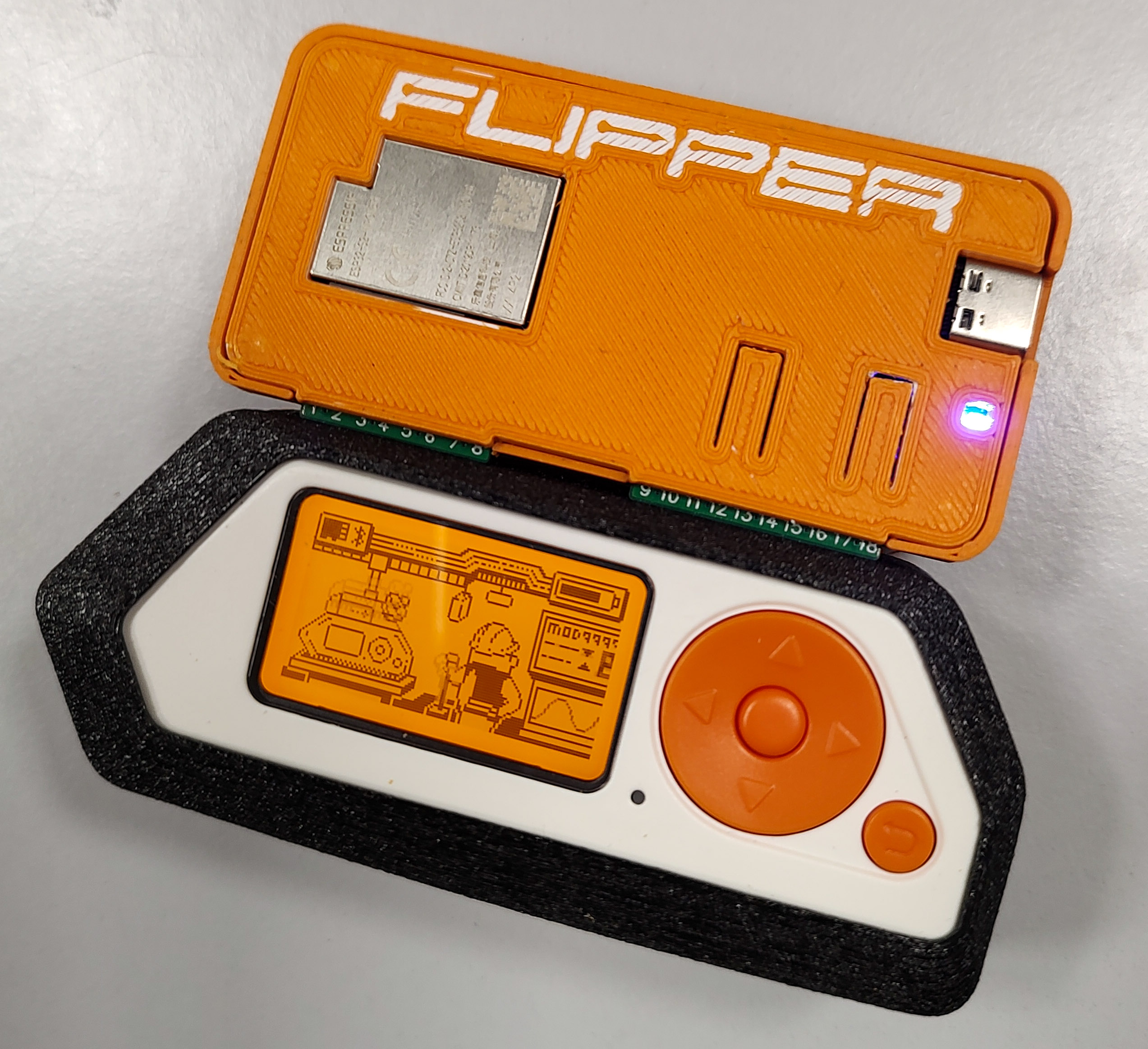 Flipper Zero Wi-fi dev board with "Flipper" label
