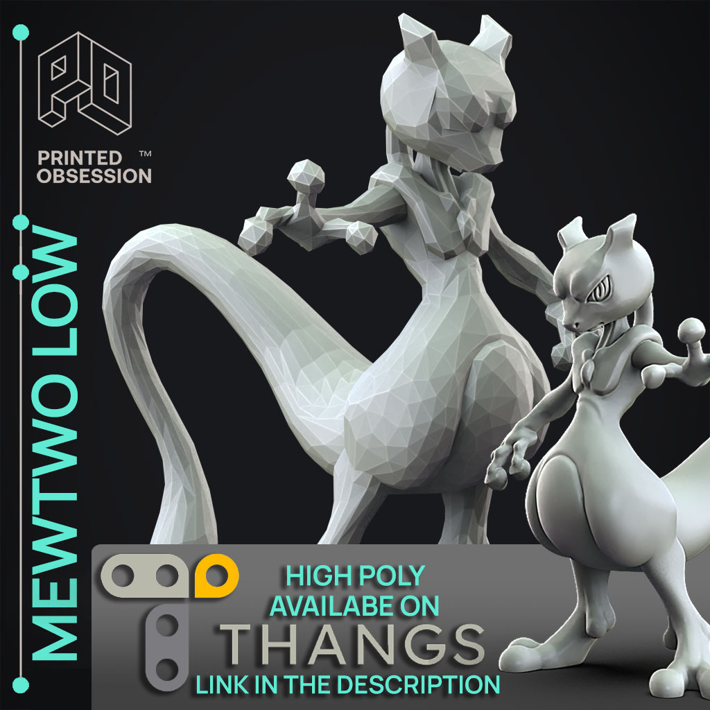 Mewtwo - Low Poly - Pokemon - Fan Art