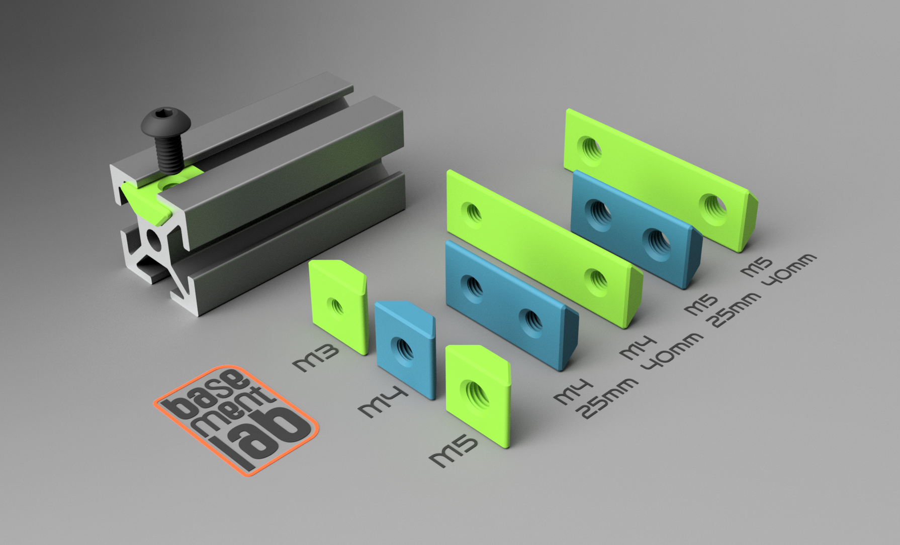 Universal 2020 T-Slot V-Slot Nut - M3 / M4 / M5 Double Thread Alu_Profile - Inserto universale per profili 2020