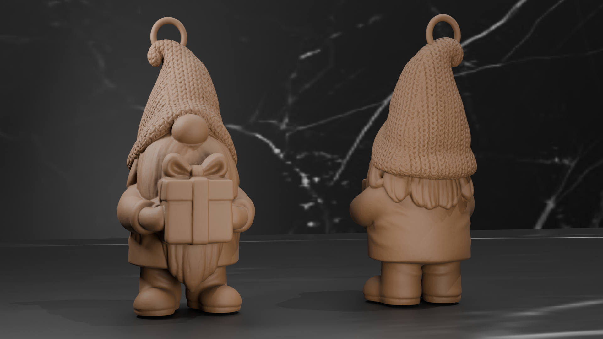 Gnome Christmas Present Ornaments - Knitted Textures - 3 Styles