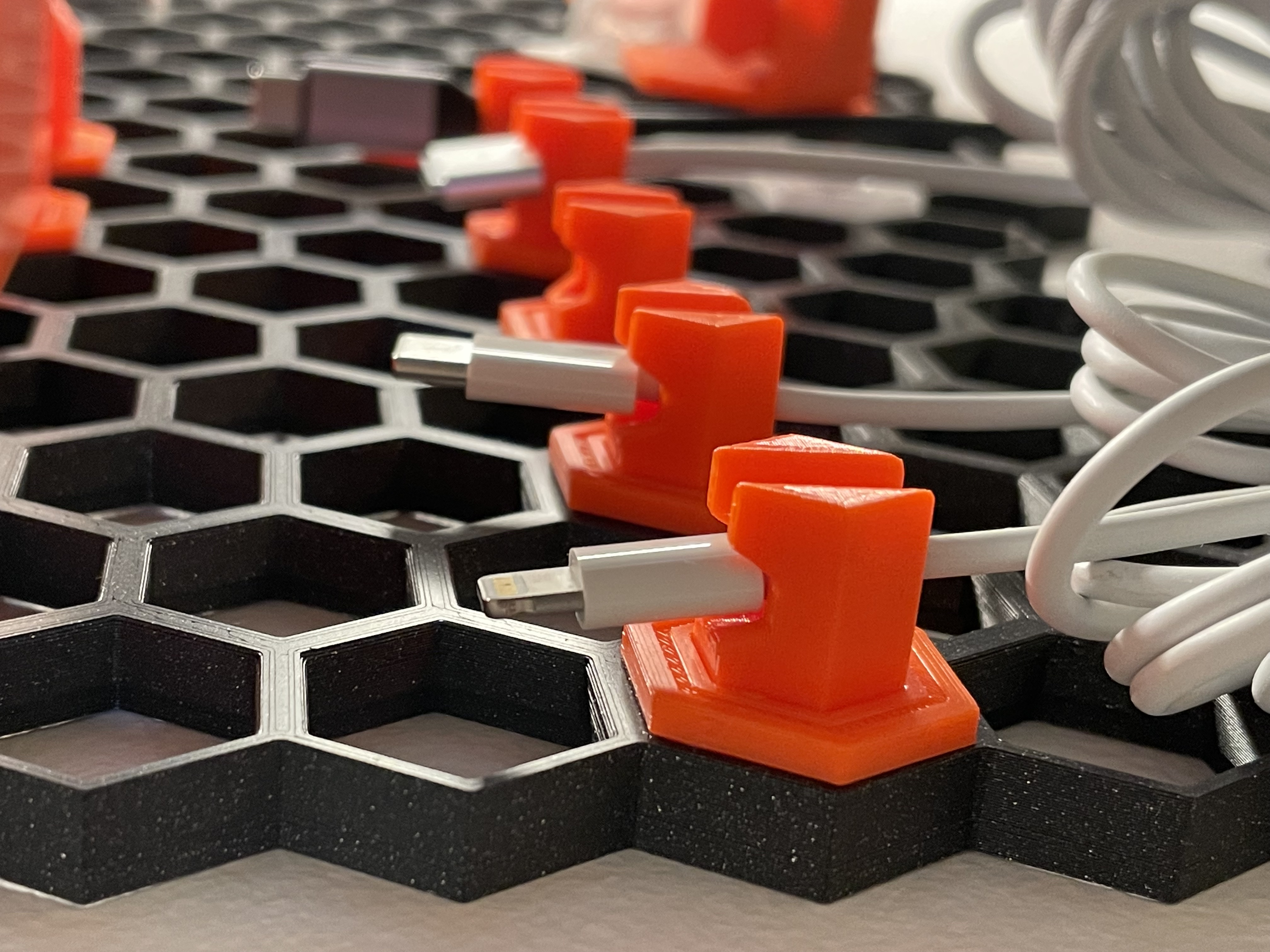 Cable Holder with Notch for Honeycomb Storage Wall