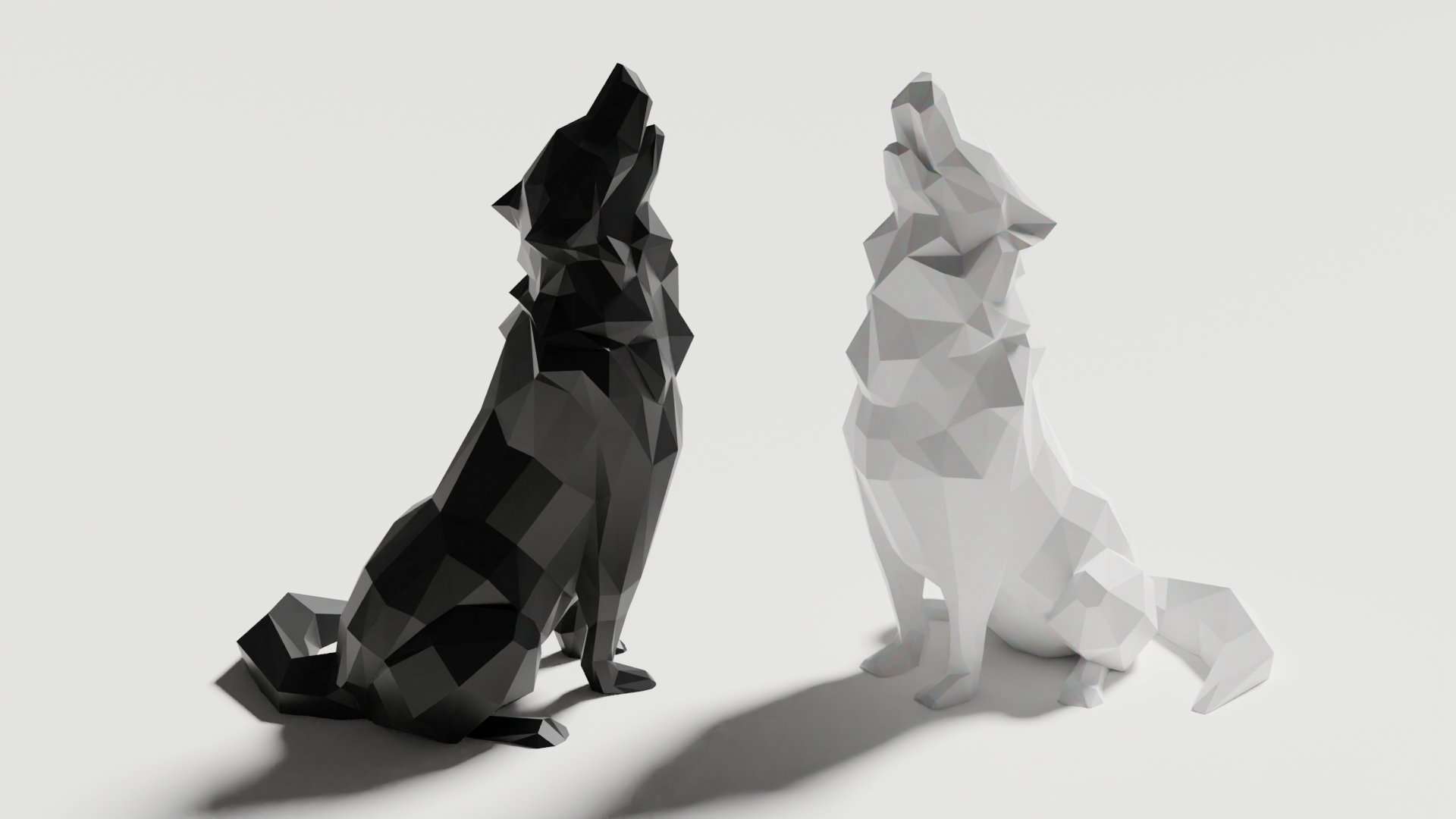 Low Poly Howling Wolf 2.0 (Decoration)(No Supports!) FIXED