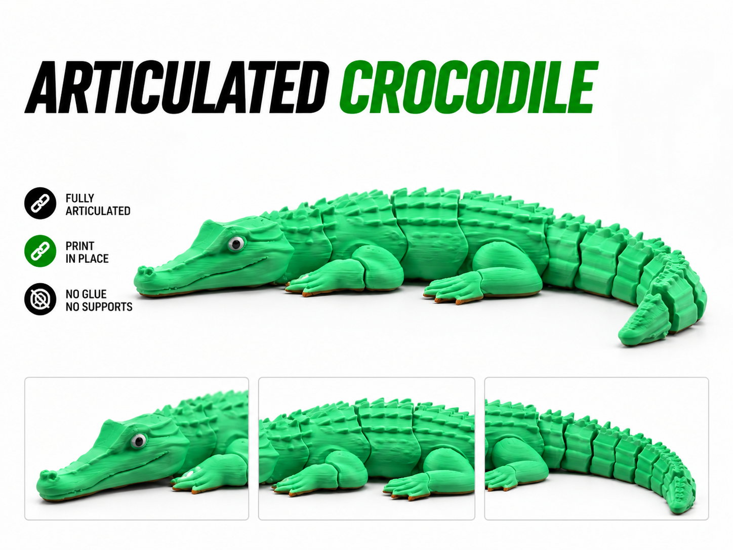 Articulated flexi crocodile