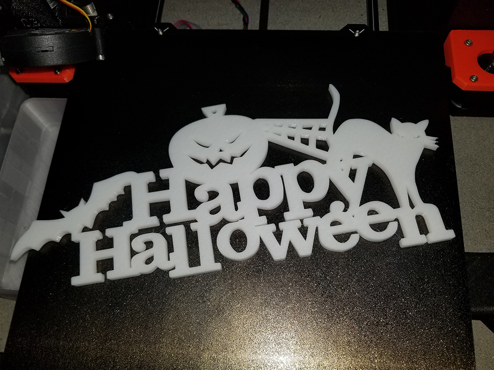 Halloween sign - print bed texture facing viewer