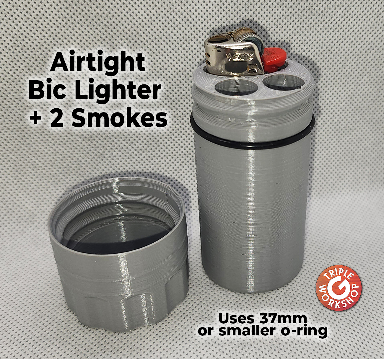 Airtight Bic + 2 smokes container with O-Ring