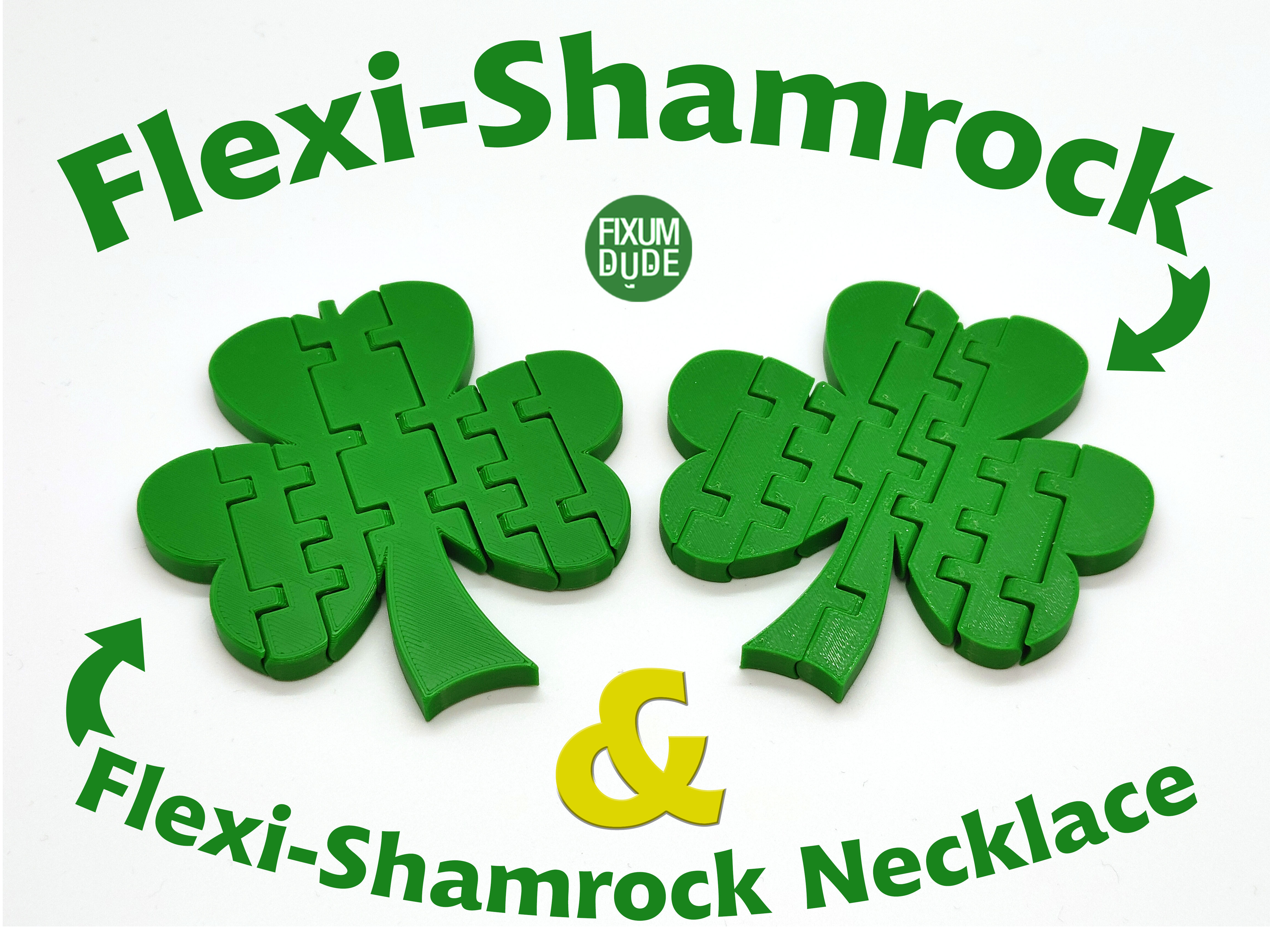 Flexi Articulated Shamrock & Shamrock Necklace