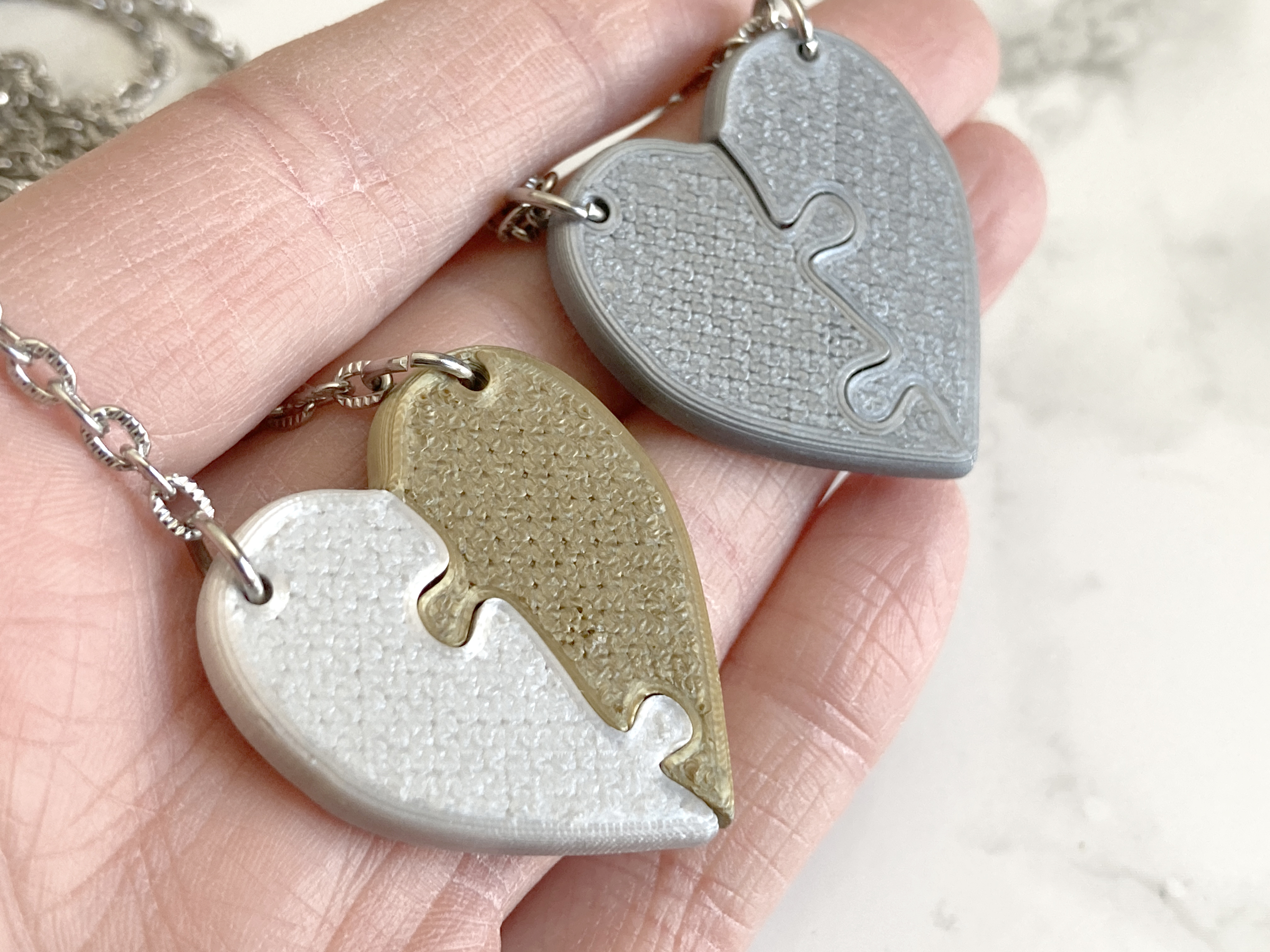 Magnetic Friendship Heart Puzzle Necklaces