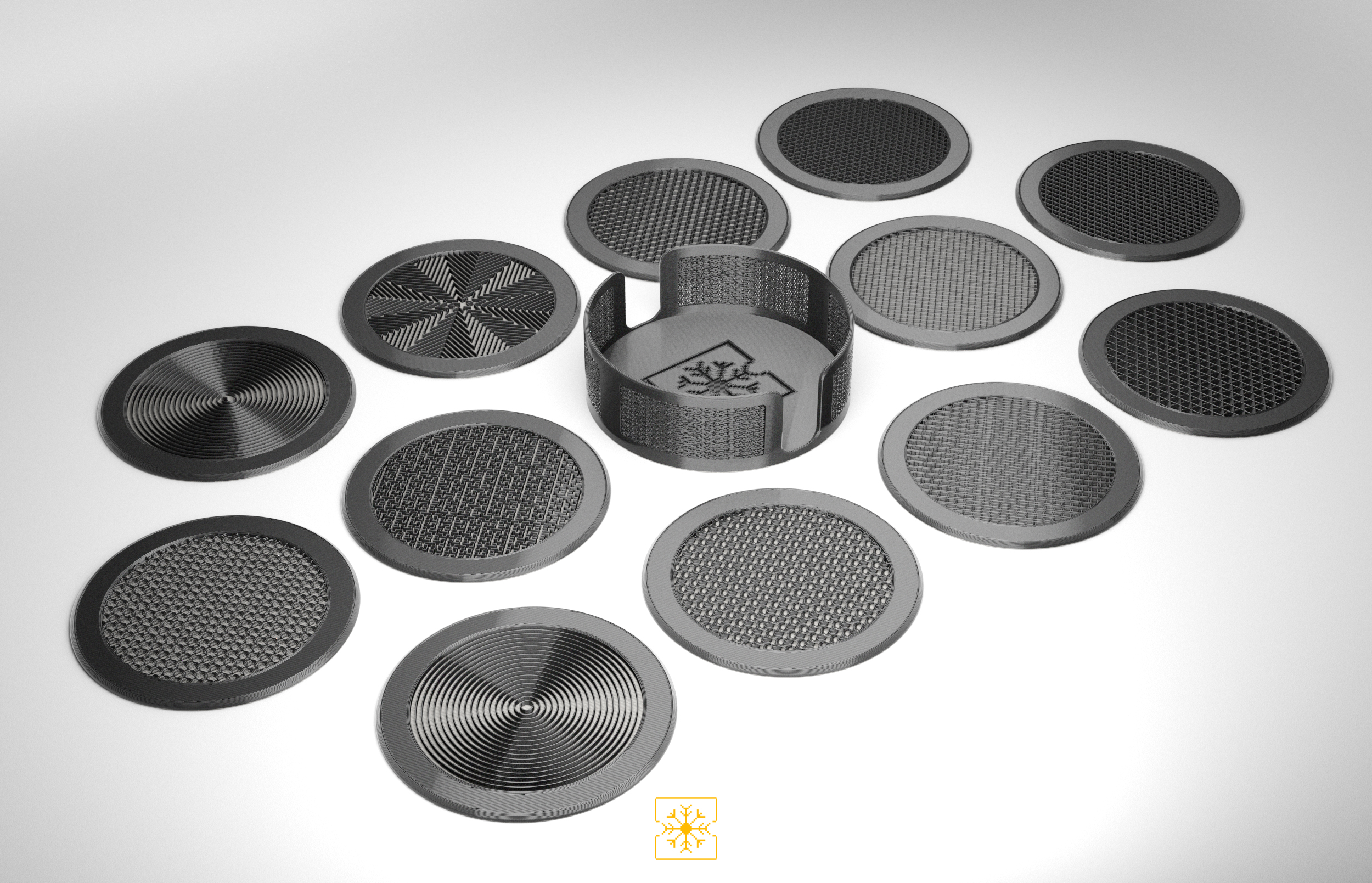 Freezing Pixels - Infill Drink Coasters - Set of 12