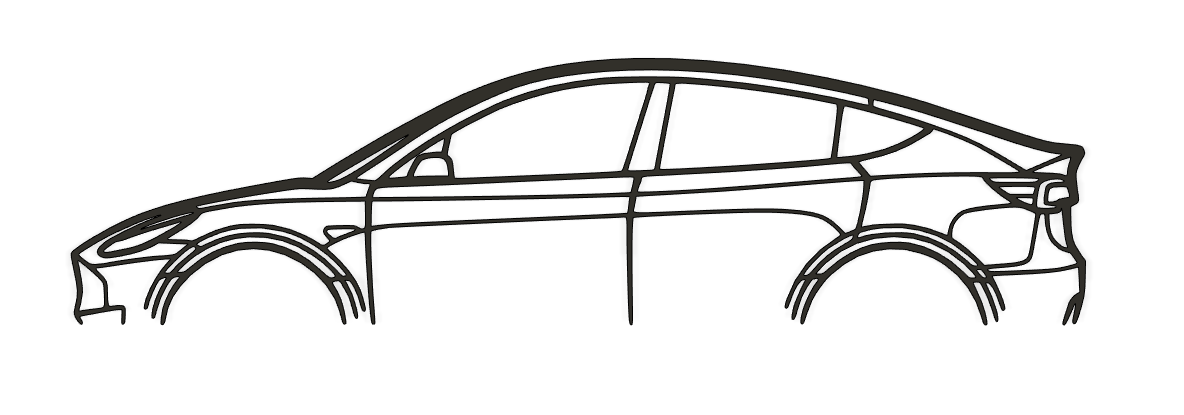 Tesla Model Y Silhouette Wall Art
