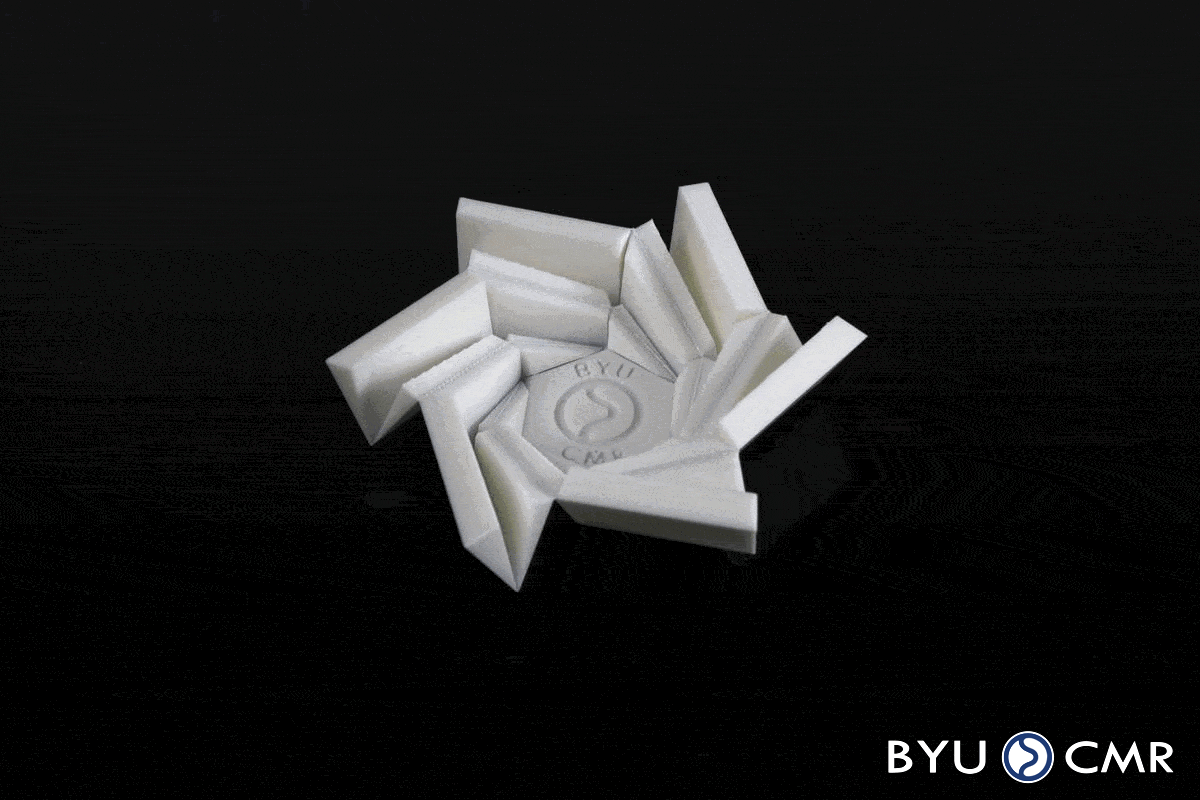 Folding Origami Flasher Hexagon with Living Hinges