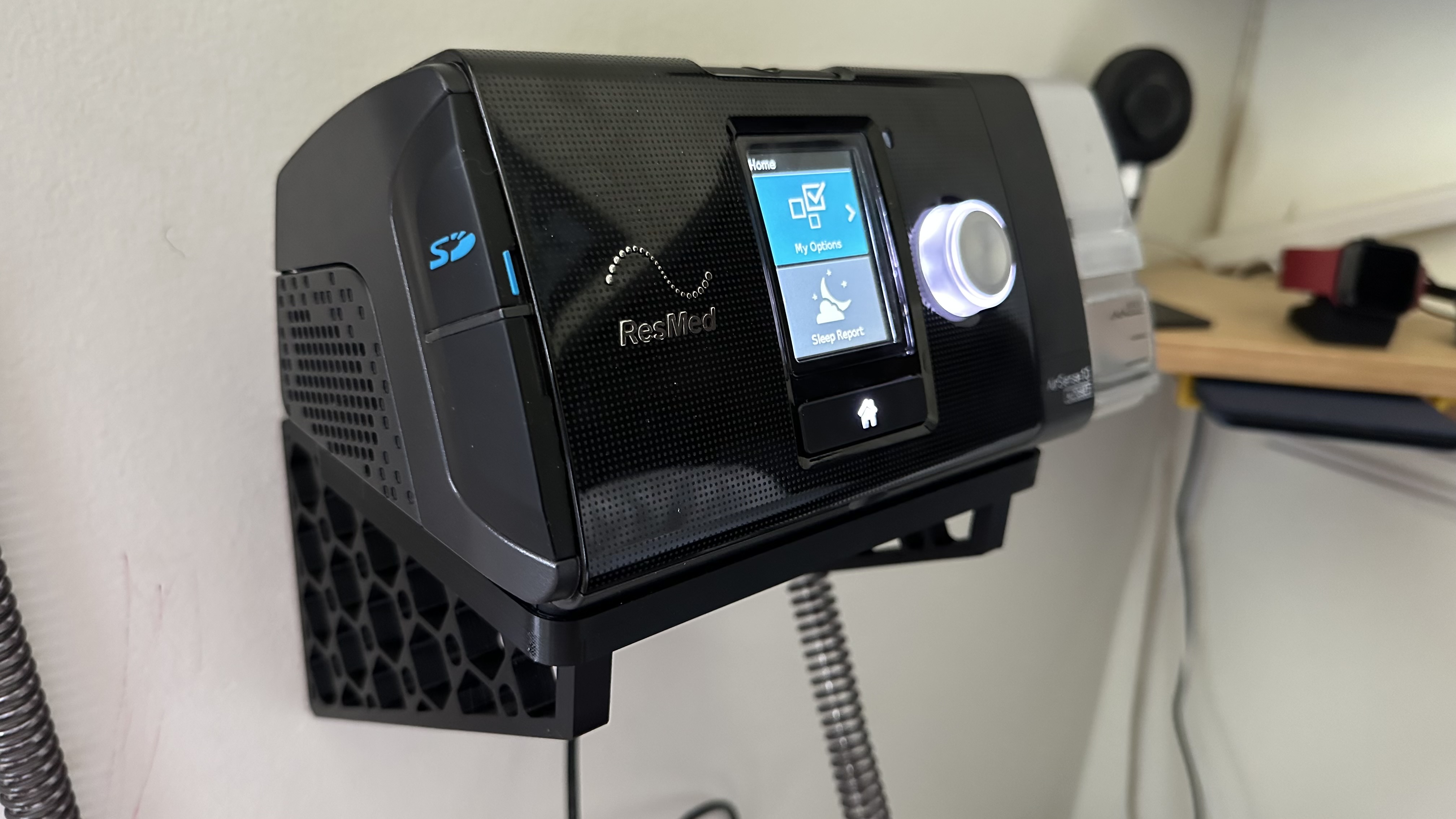 ResMed AirSense 10 Wall Mount Bracket Remixed CPAP With Screw and Velcro Mounts
