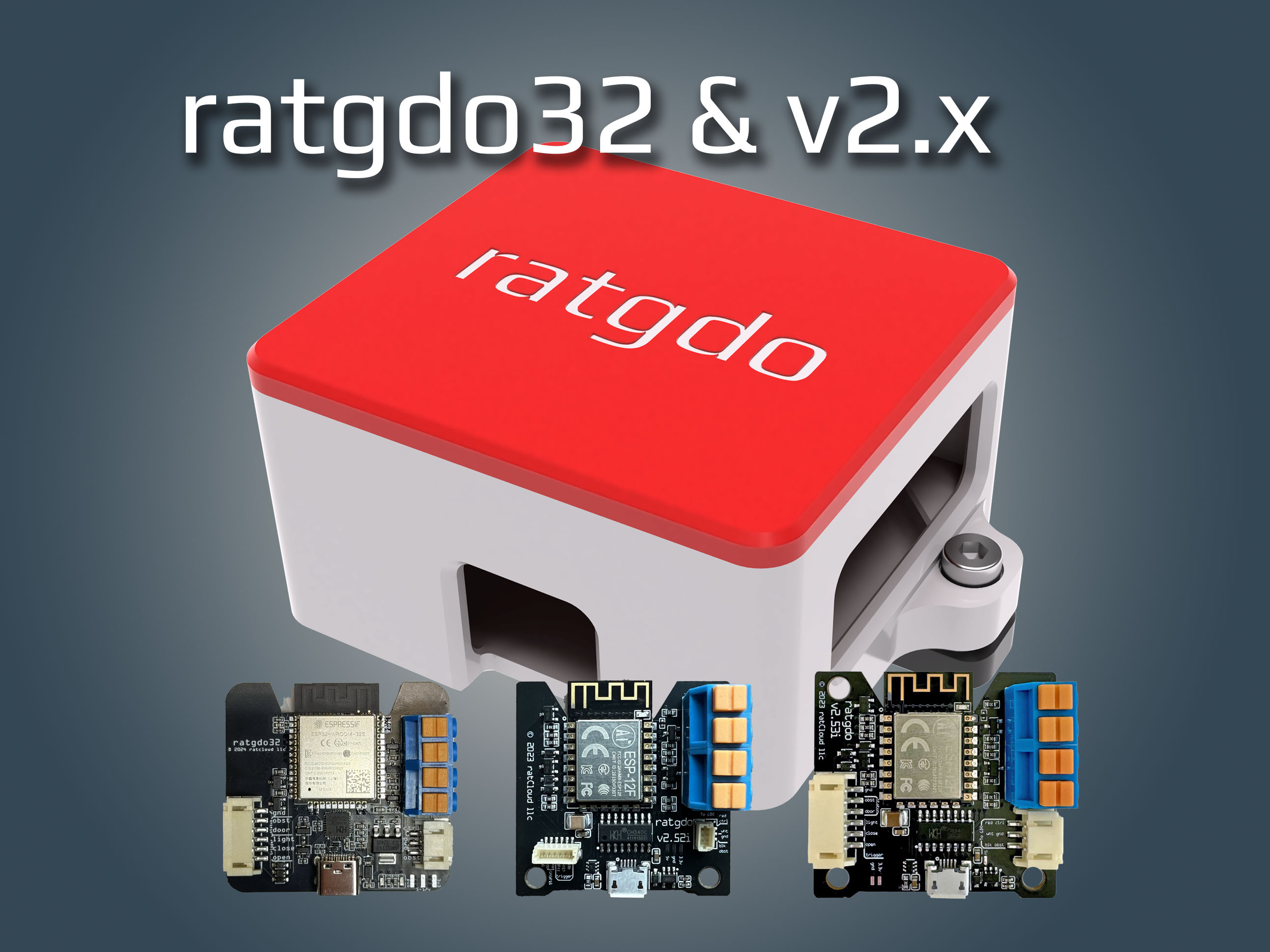 ratgdo32, v2.53i, v2.52i, v2.5i, v2.5, & v2.0 PCB Case / Enclosure