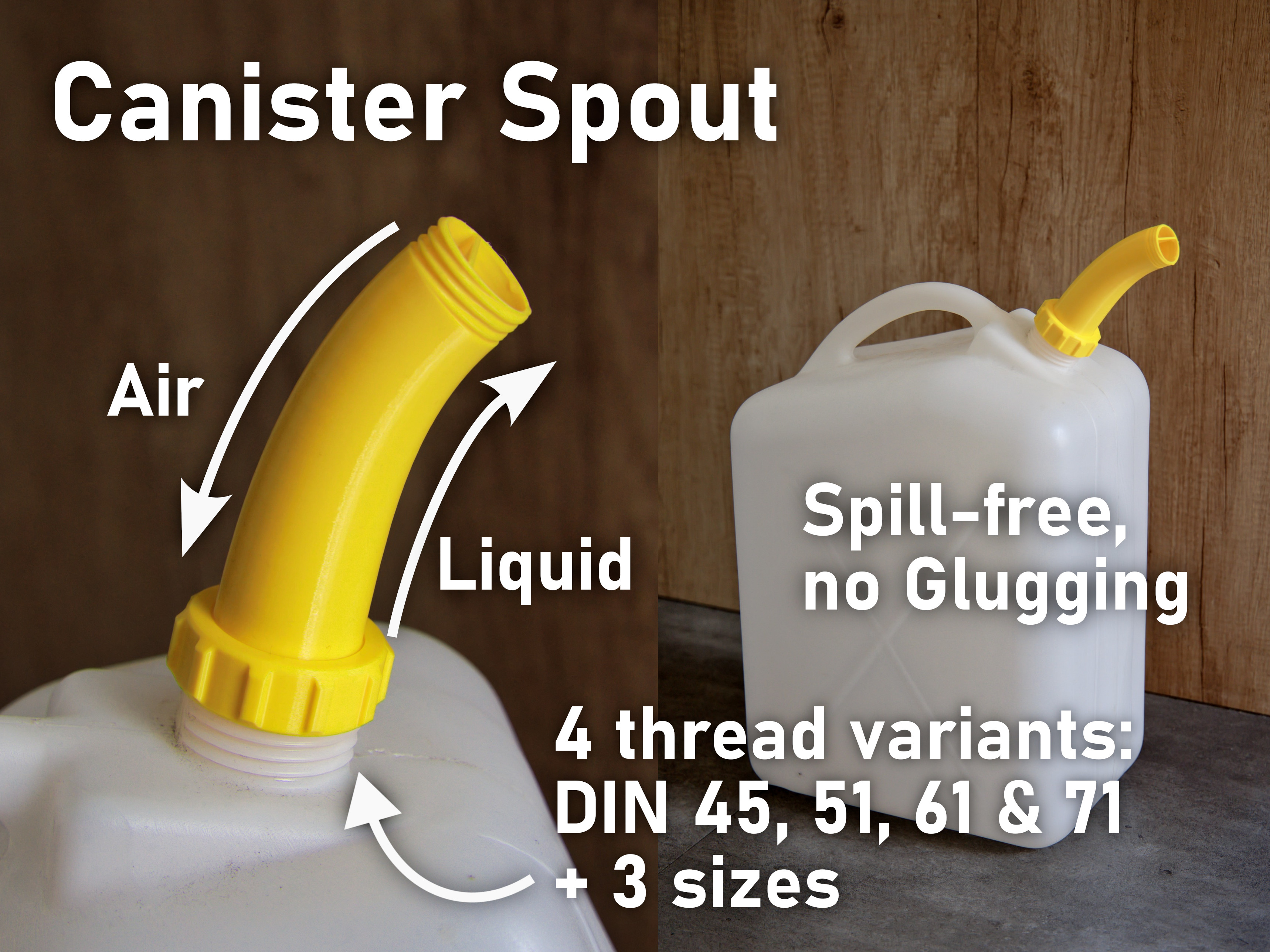 Canister Spout with Vent β DIN45 / DIN51 / DIN61 / DIN71