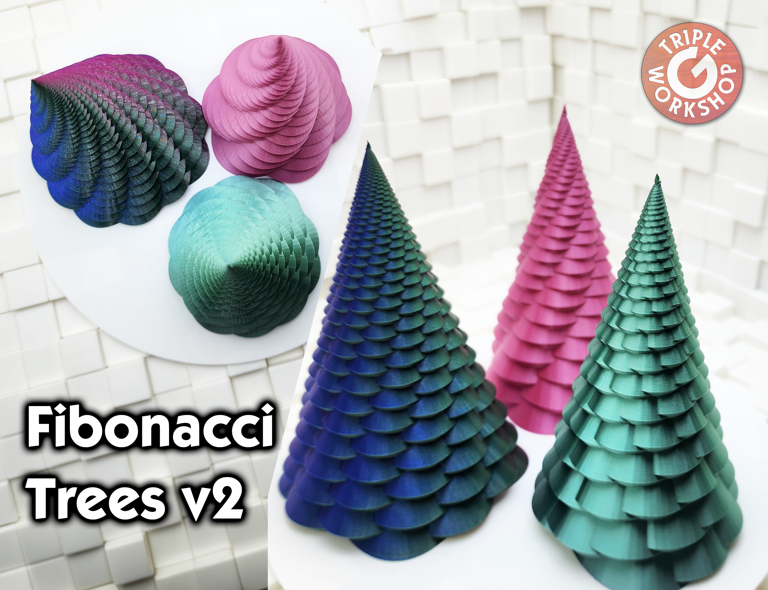 Fibonacci Spiral Trees β Vase Mode V2