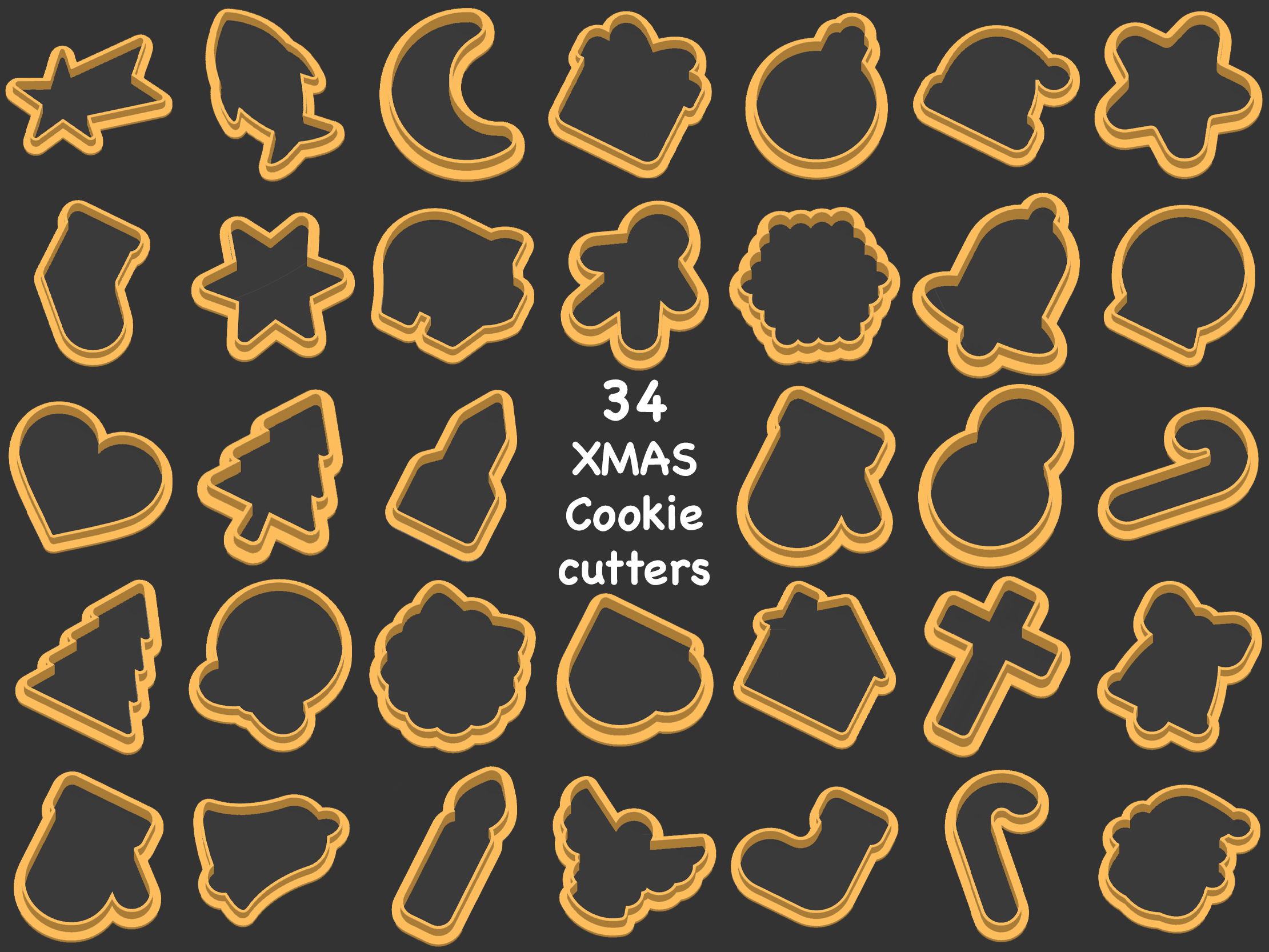 34 Small Christmas cookie cutters / 34 VΓ‘noΔnΓ vykrajovΓ‘tka / Ausstechformen fΓΌr Weihnachten