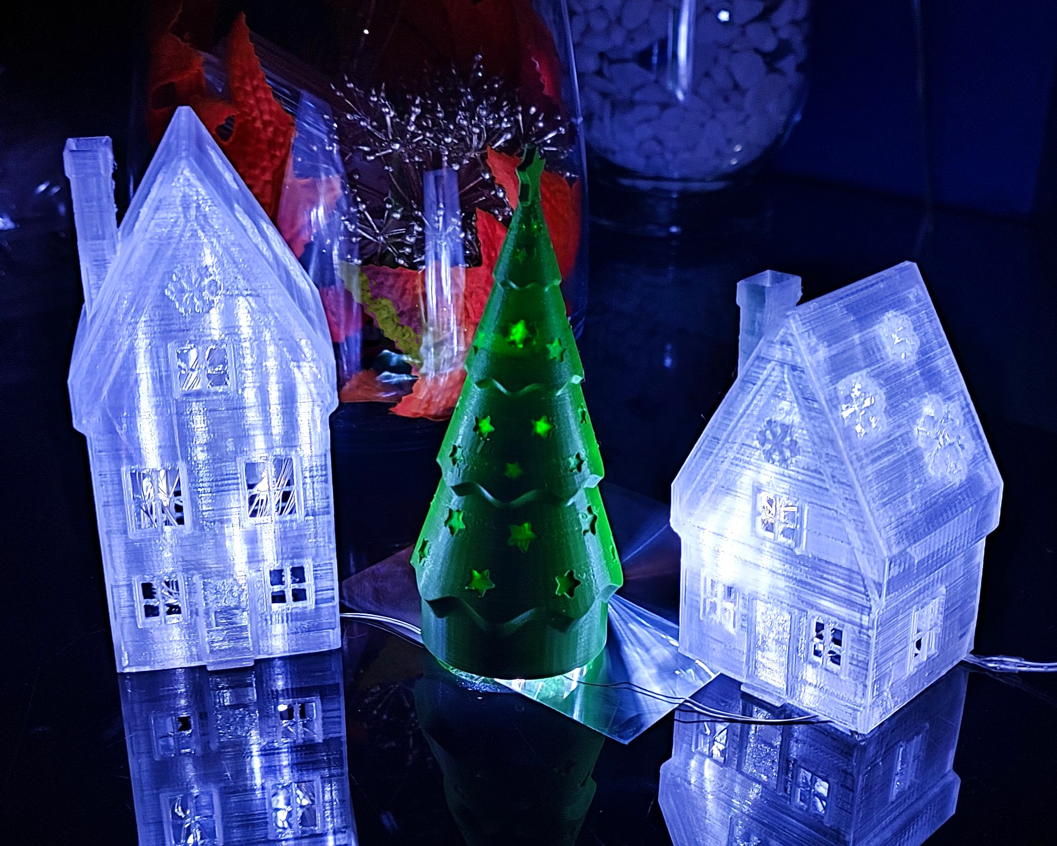 Big and small Christmas House Tea Light, Christmas tree