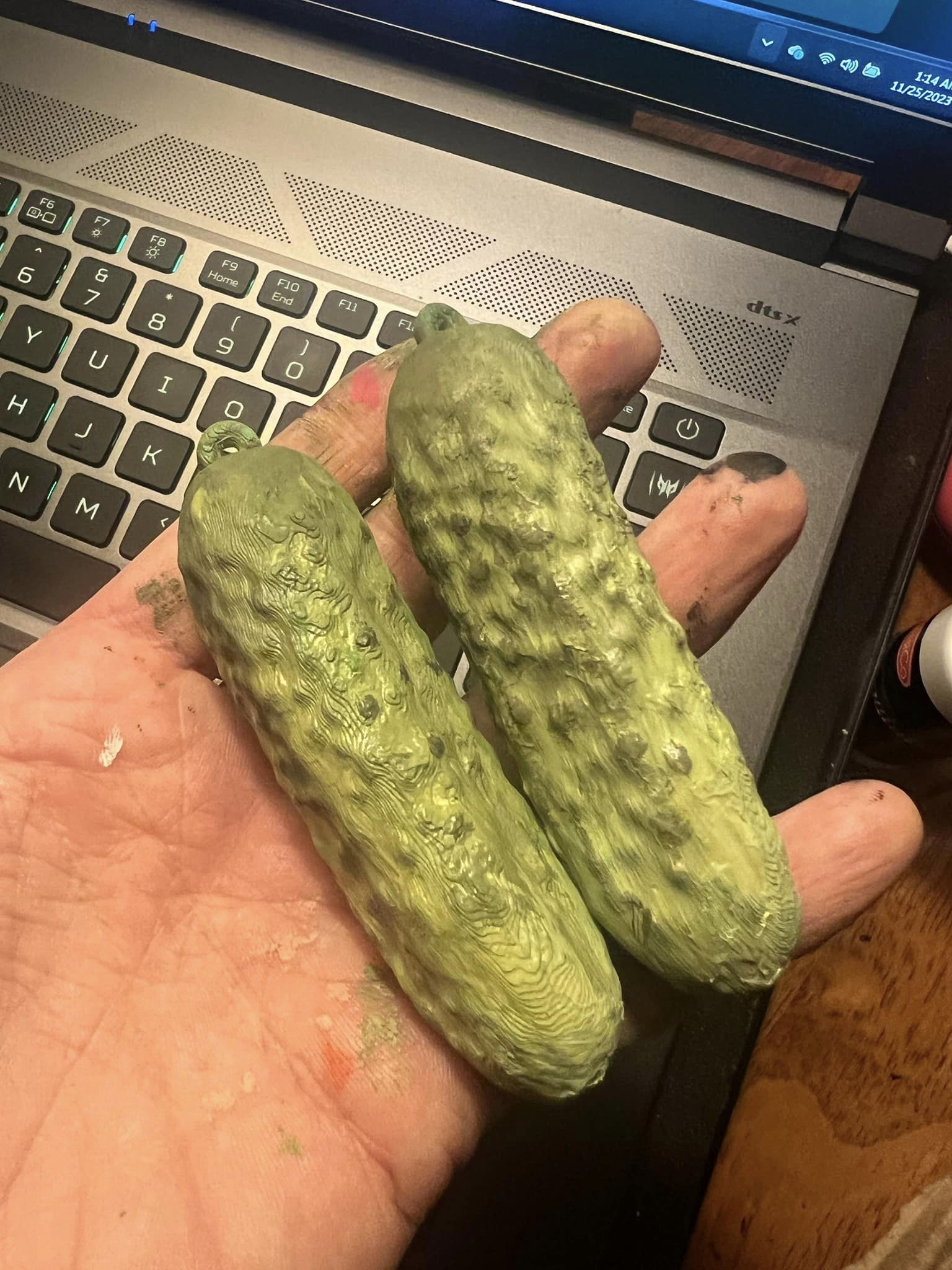 Simple Pickle with bail to be made as an ornament or even jewelry, or just.. a pickle. christmas pickle