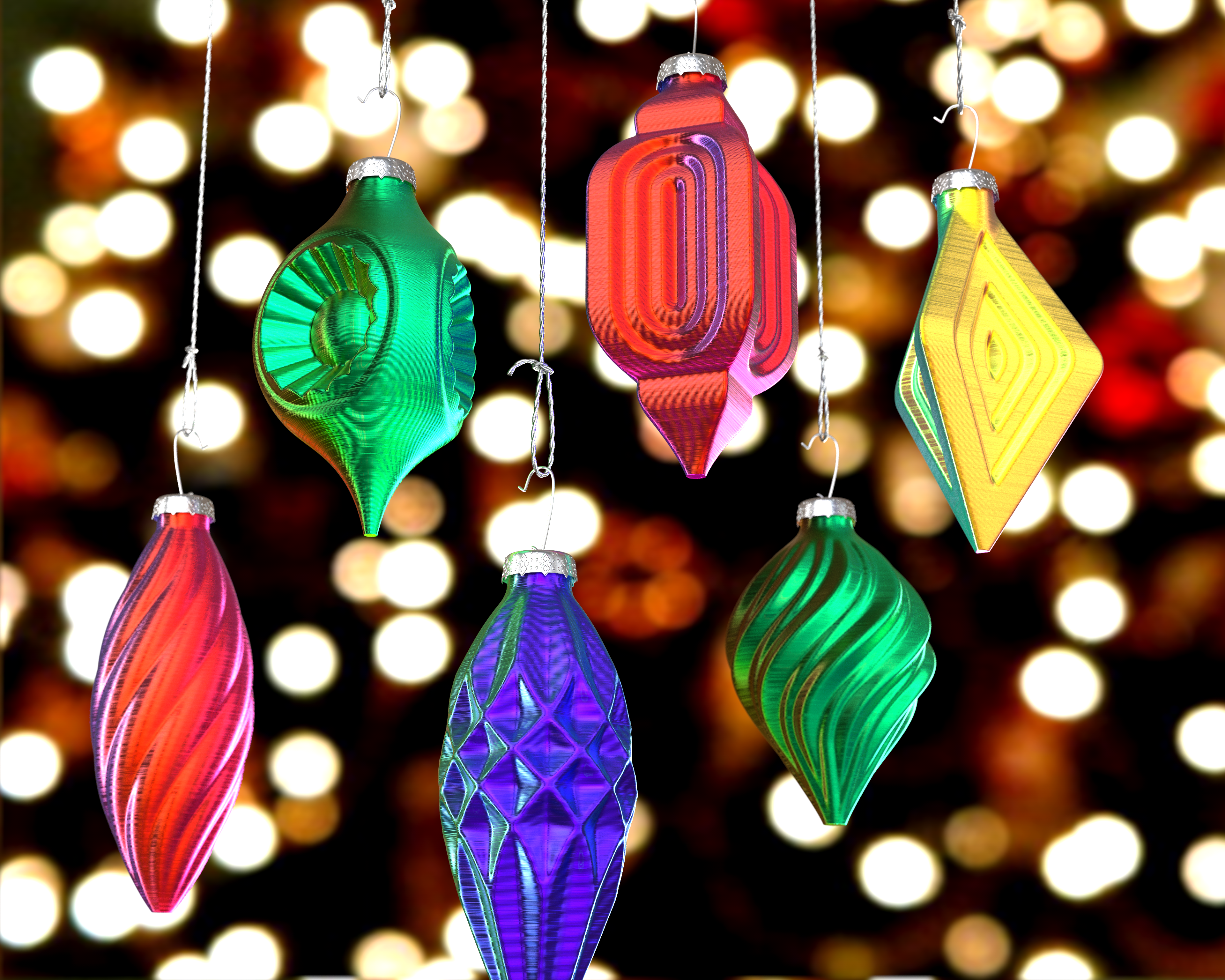 Christmas Tree Ornament Set Pt II: The New Batch (Vase Mode Prints)