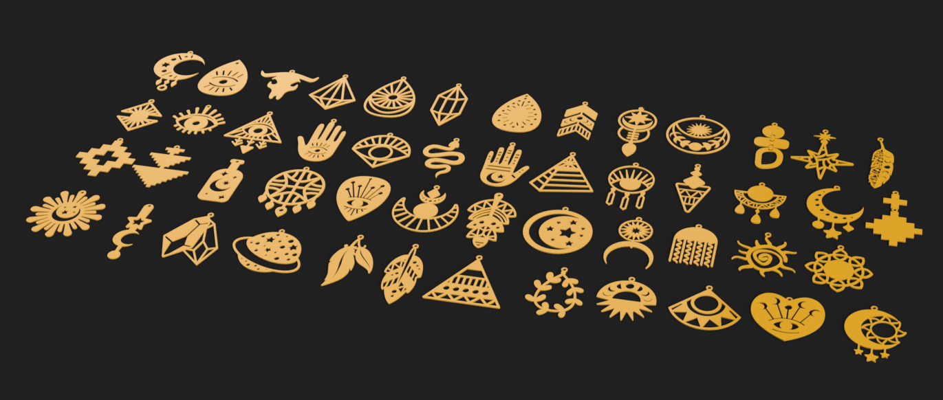 Boho Bliss: 50 Unique Earring and Pendant STL Files Bundle