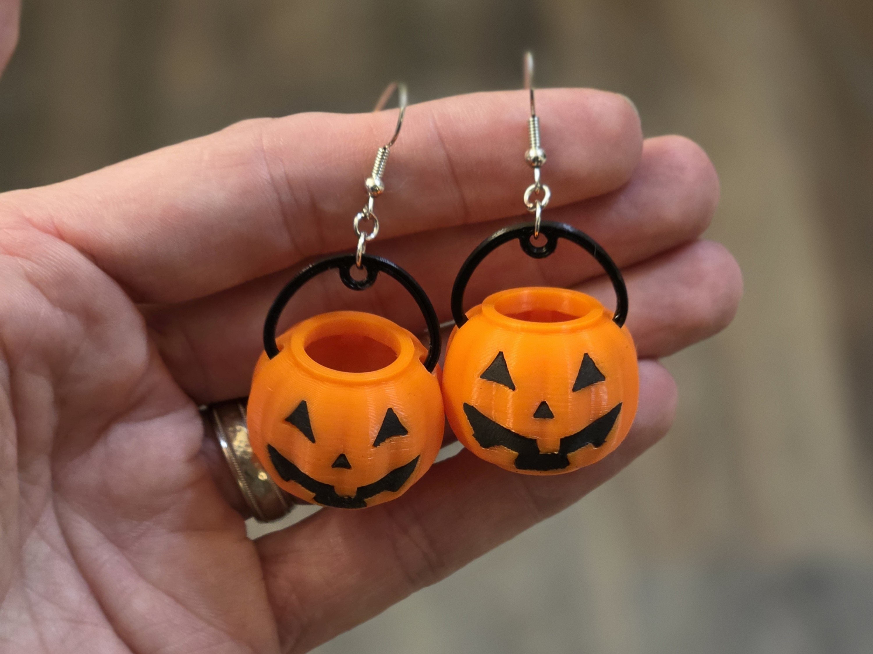 Jack-o-Lantern Candy Bucket Earrings (MMU optional)