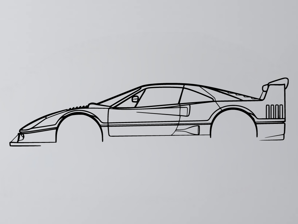Ferrari F40 Silhouette Wall Art